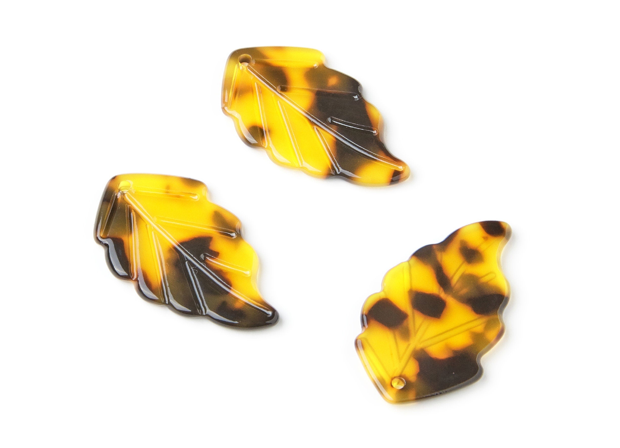 Acetate Acrylic Earring Charm - Tortoise Shell - Monstera Leaf Pendant - Jewelry Supplies - Color Code: A02 - 35.67x20.92x2.75mm - AC1242F - DOMEDBAZAAR