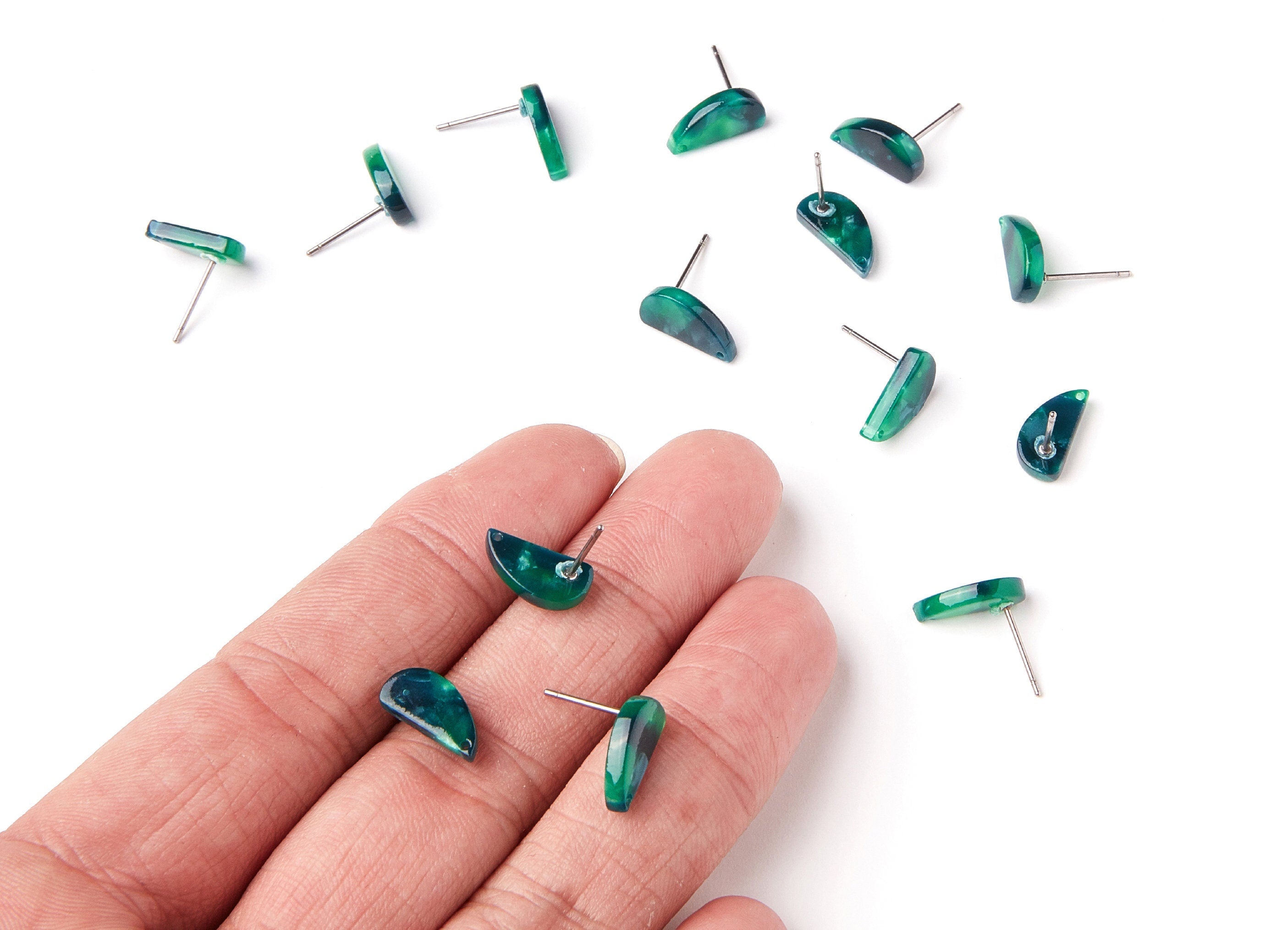 Acetate Half Drop Earring Stud - Acrylic Half Drop Earring Post - Earring Post - Jewelry Supplies Color Code: A13 - 12.64x6.1x2.8mm- AC1228C - DOMEDBAZAAR