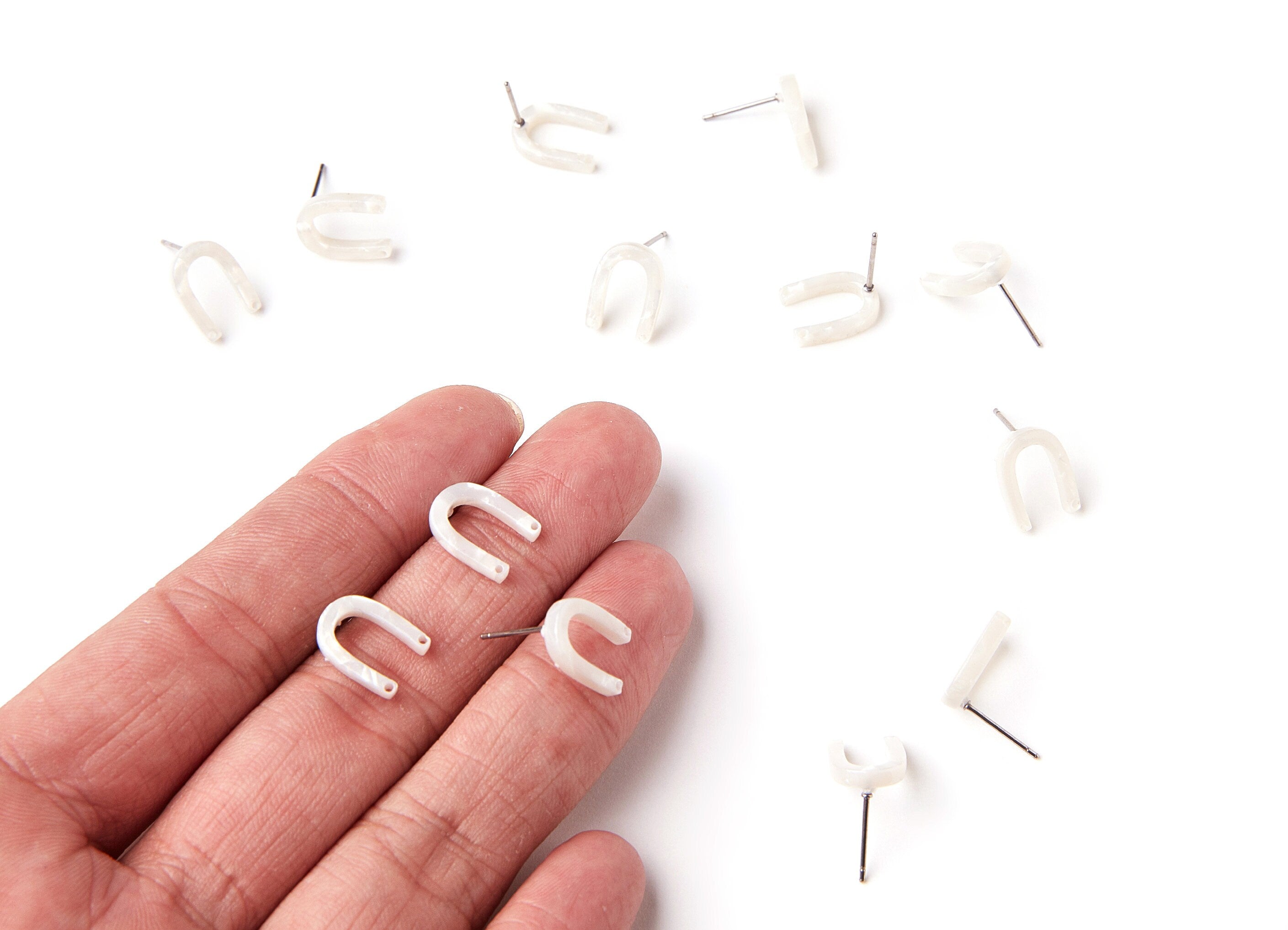 Acetate Acrylic Earring Stud - Post Charm - Tortoise Shell Earring - U Shaped Earrings - Color Code: A12 - 12.65x9.55x2.64mm- AC1227A - DOMEDBAZAAR