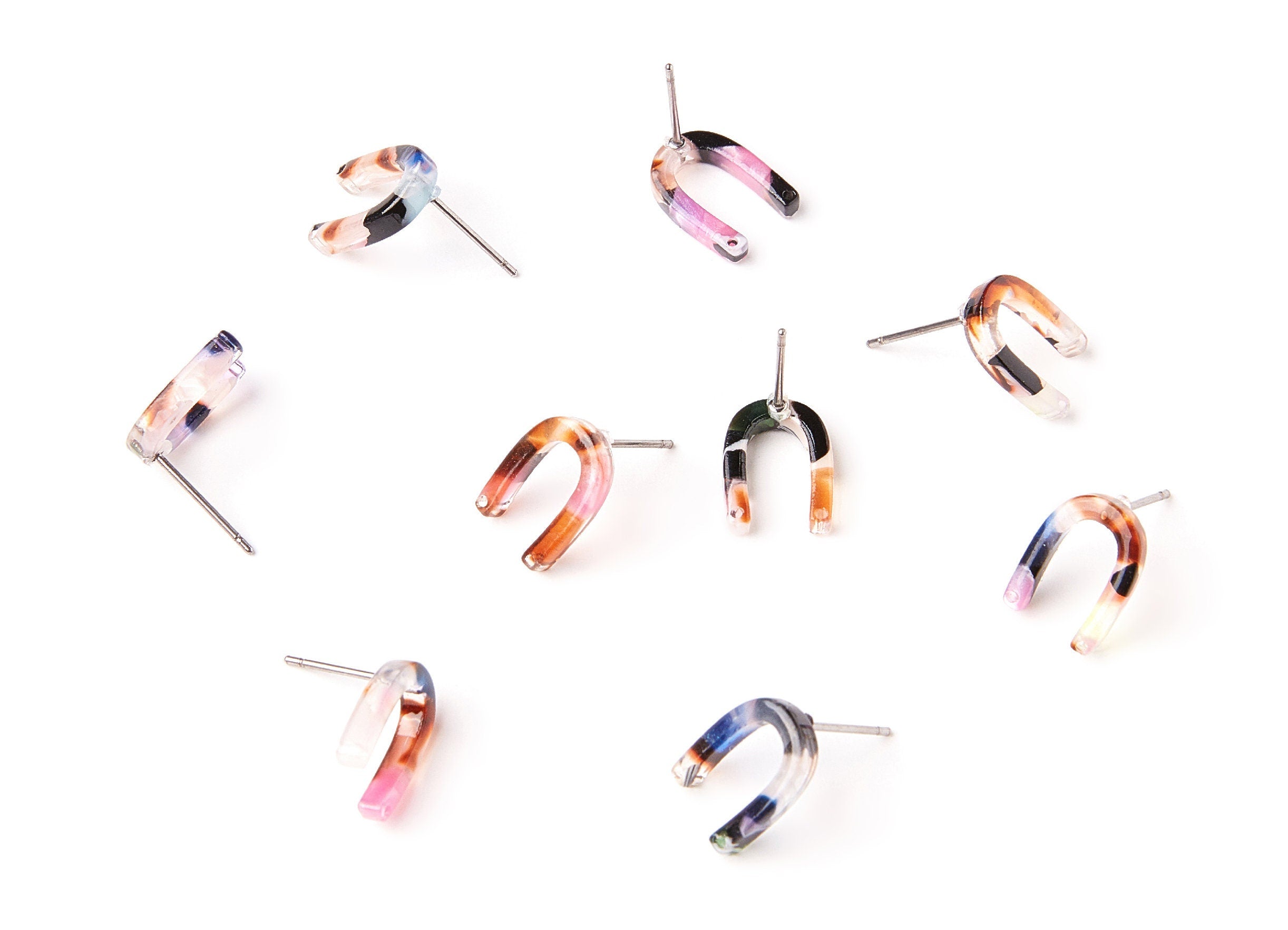 Acetate Acrylic U Earring Stud - U Earring Post - Earring Post - Jewelry Supplies - Color Code: A11 - 12.65x9.55x2.64mm- AC1227B - DOMEDBAZAAR