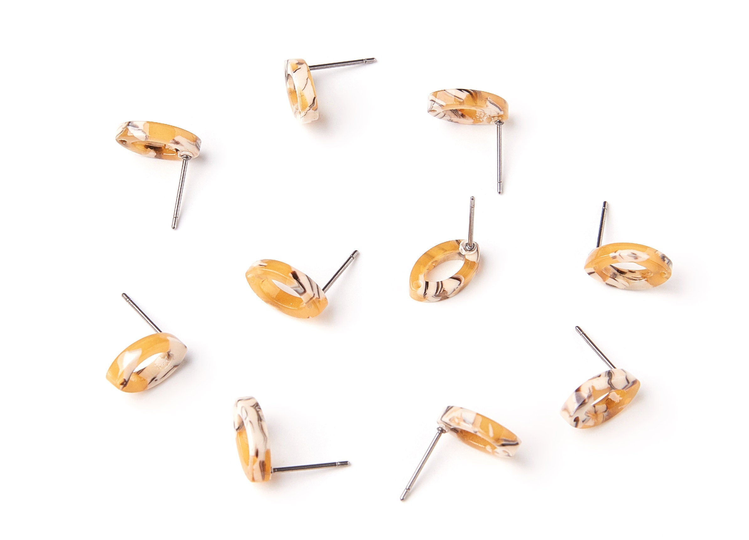 Acetate Oval Earring Stud - Acrylic Oval Earring Post - Earring Post - Jewelry Supplies - Color Code: A14 - 12,45x7,45x2,75mm- AC1223C - DOMEDBAZAAR