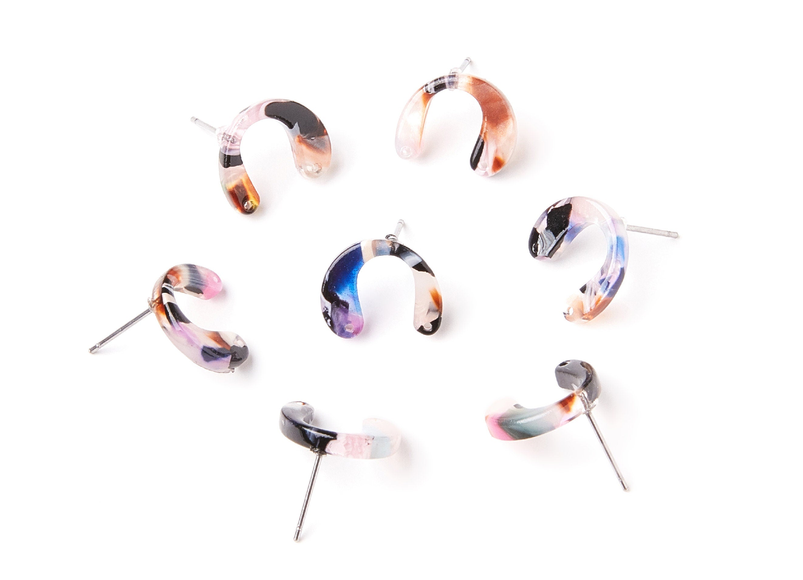 Acetate U Earring Stud - Acrylic U Earring Post - Earring Post - Jewelry Supplies - Color Code: A11 - 14,6x11,95x2,75mm AC1225B - DOMEDBAZAAR