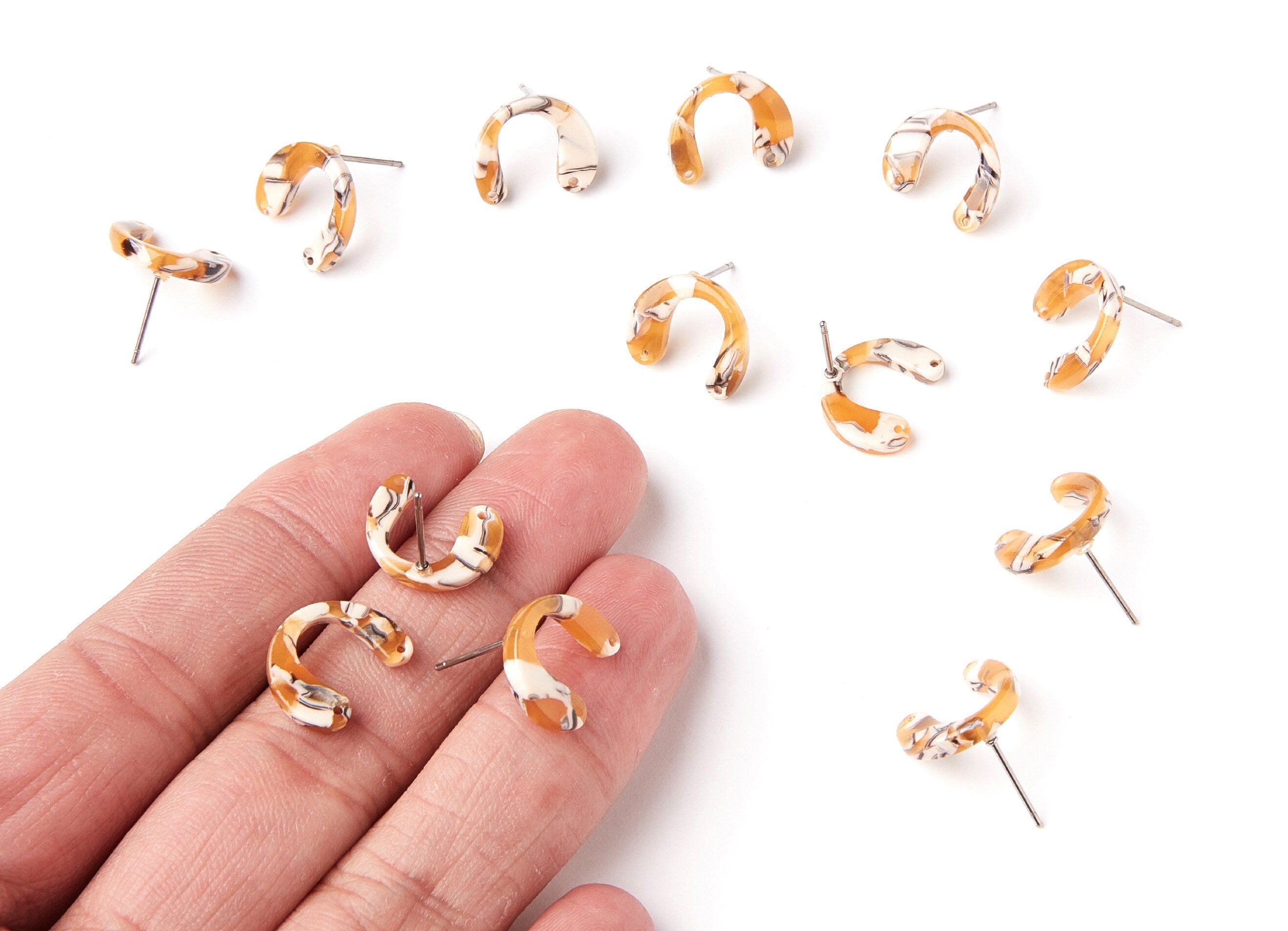 Acetate U Earring Stud - Acrylic U Earring Post - Earring Post - Jewelry Supplies - Color Code: A14 - 14,6x11,95x2,75mm AC1225E - DOMEDBAZAAR