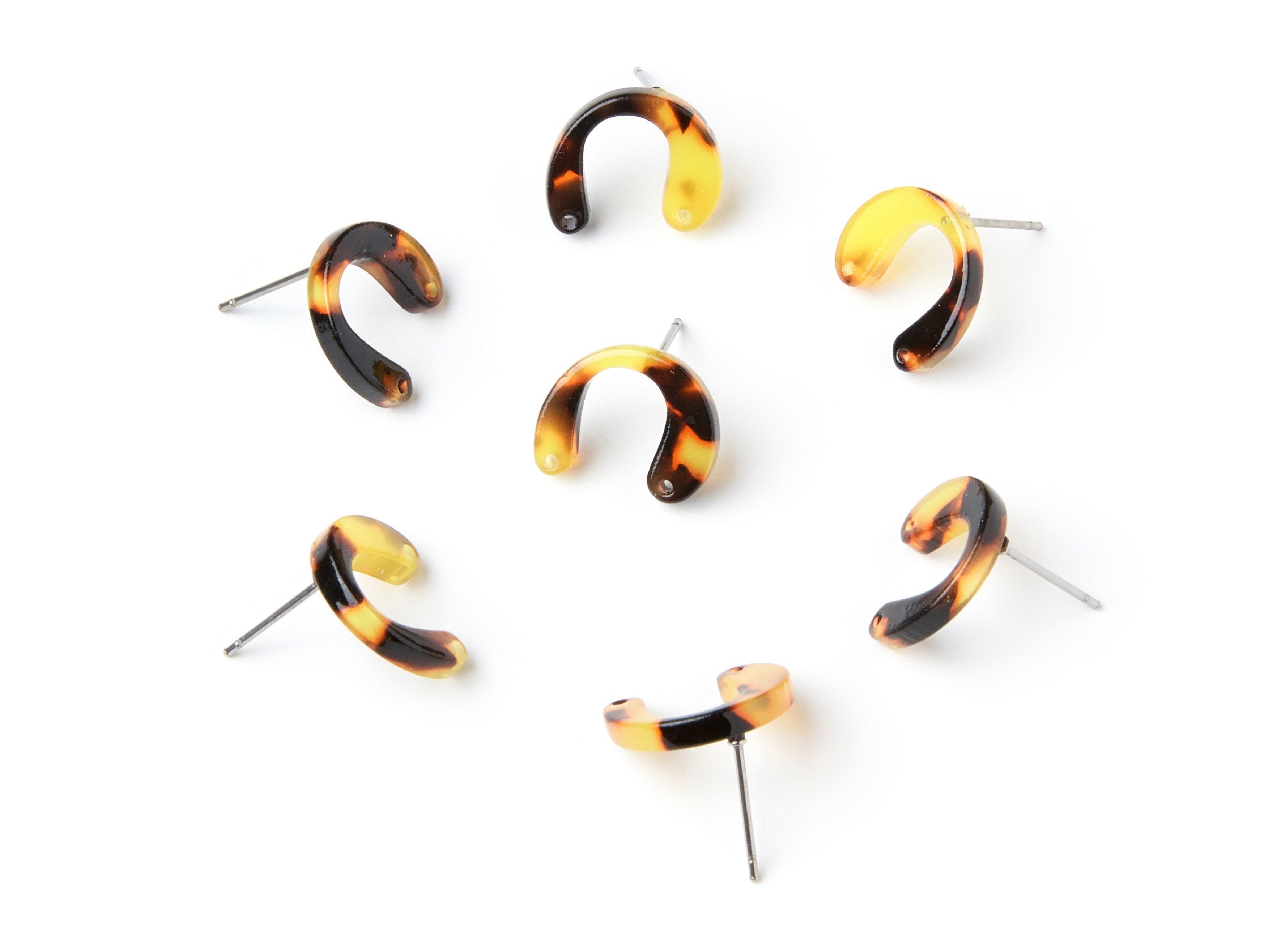 Acetate Acrylic Earring Stud with 2 Holes - Tortoise Shell Earring Post - Jewelry Supplies - Color Code: A01 - 14,6x11,95x2,75mm AC1225D - DOMEDBAZAAR