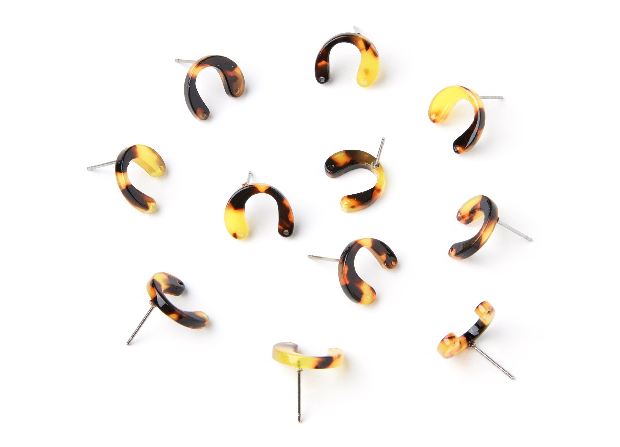 Acetate Acrylic Earring Stud with 2 Holes - Tortoise Shell Earring Post - Jewelry Supplies - Color Code: A01 - 14,6x11,95x2,75mm AC1225D - DOMEDBAZAAR