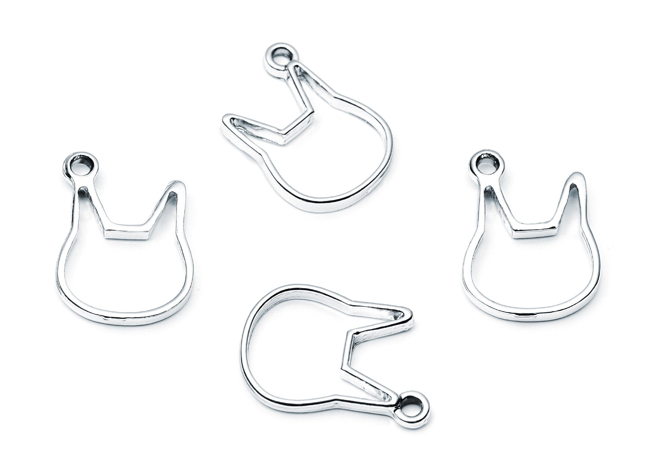 Cat Shaped Charms- Zinc Alloy Earring Finding - Nickel / Silver Tone - Alloy Pendant for Necklace - 21,49x17,79x1,86mm - ZZ1217 - DOMEDBAZAAR