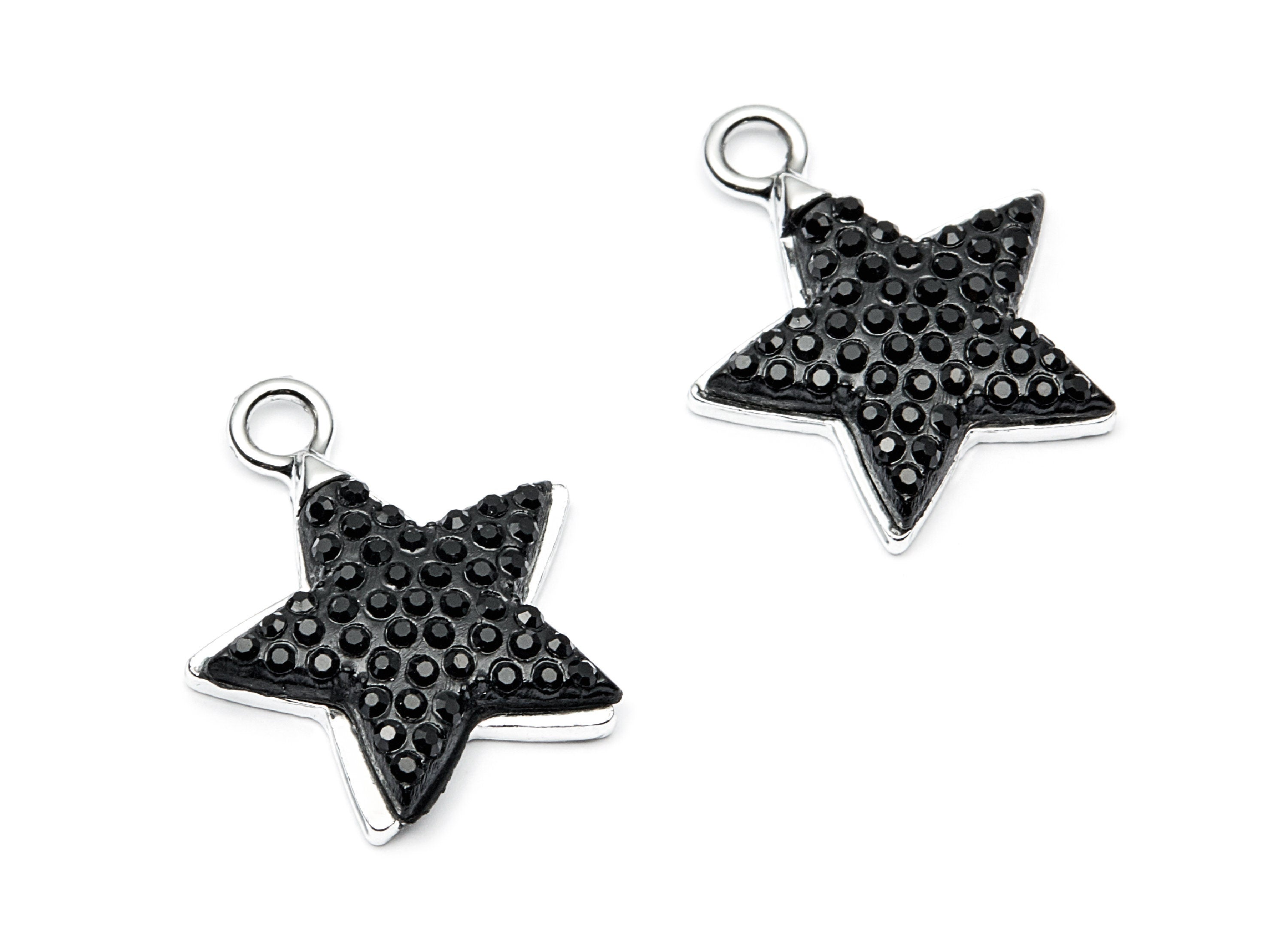 Star Shaped Charms- Zinc Alloy Earring Findings - Silver Tone Connector - Alloy Pendant for Necklace - 21.76x18.7x2.78mm - ZZ1203 - DOMEDBAZAAR