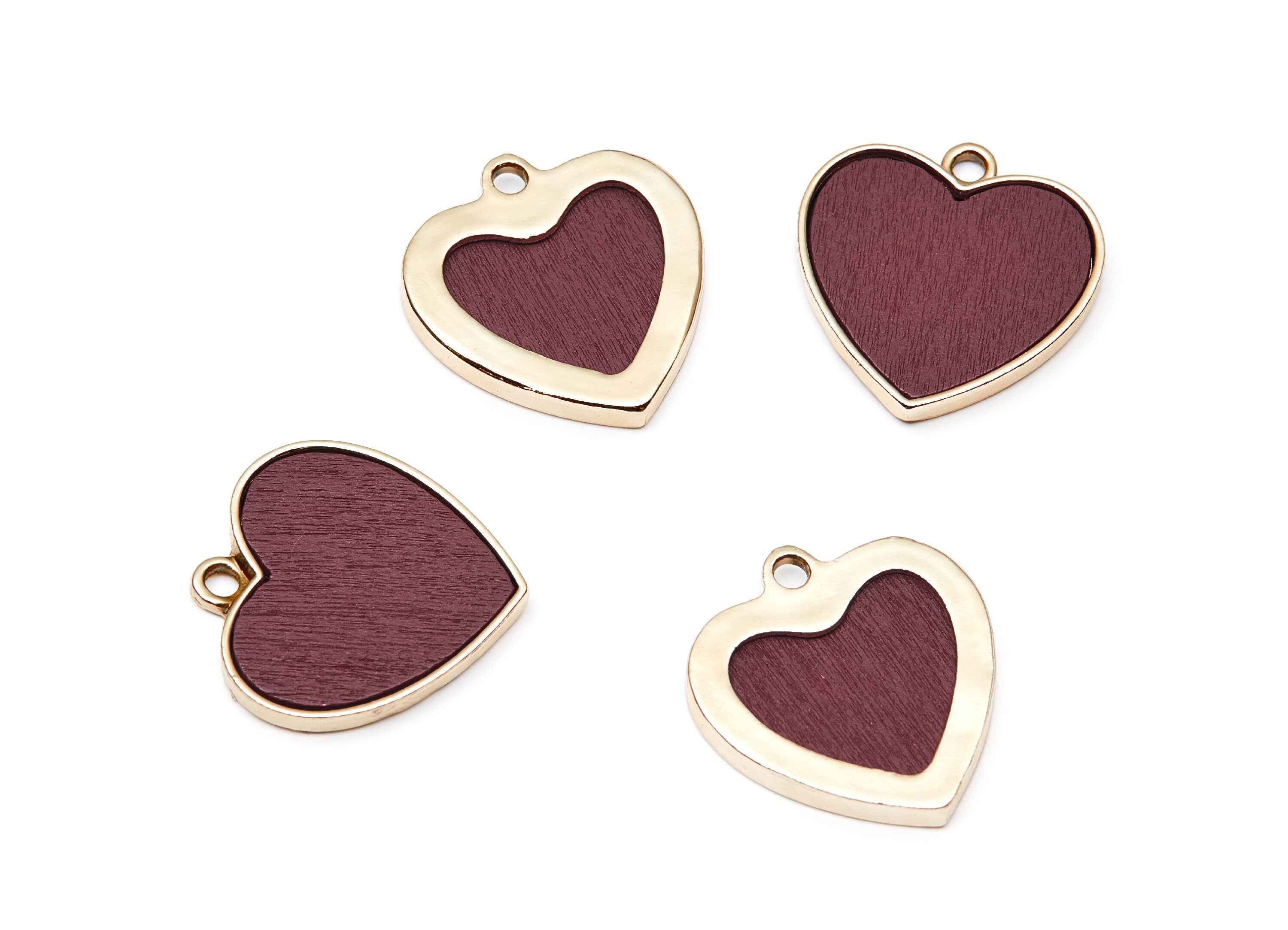 Heart Shaped Charms- Zinc Alloy Earring Findings - Gold Tone Connector - Alloy Pendant for Necklace - 25,6x24,1x2,78mm - ZZ1234B - DOMEDBAZAAR