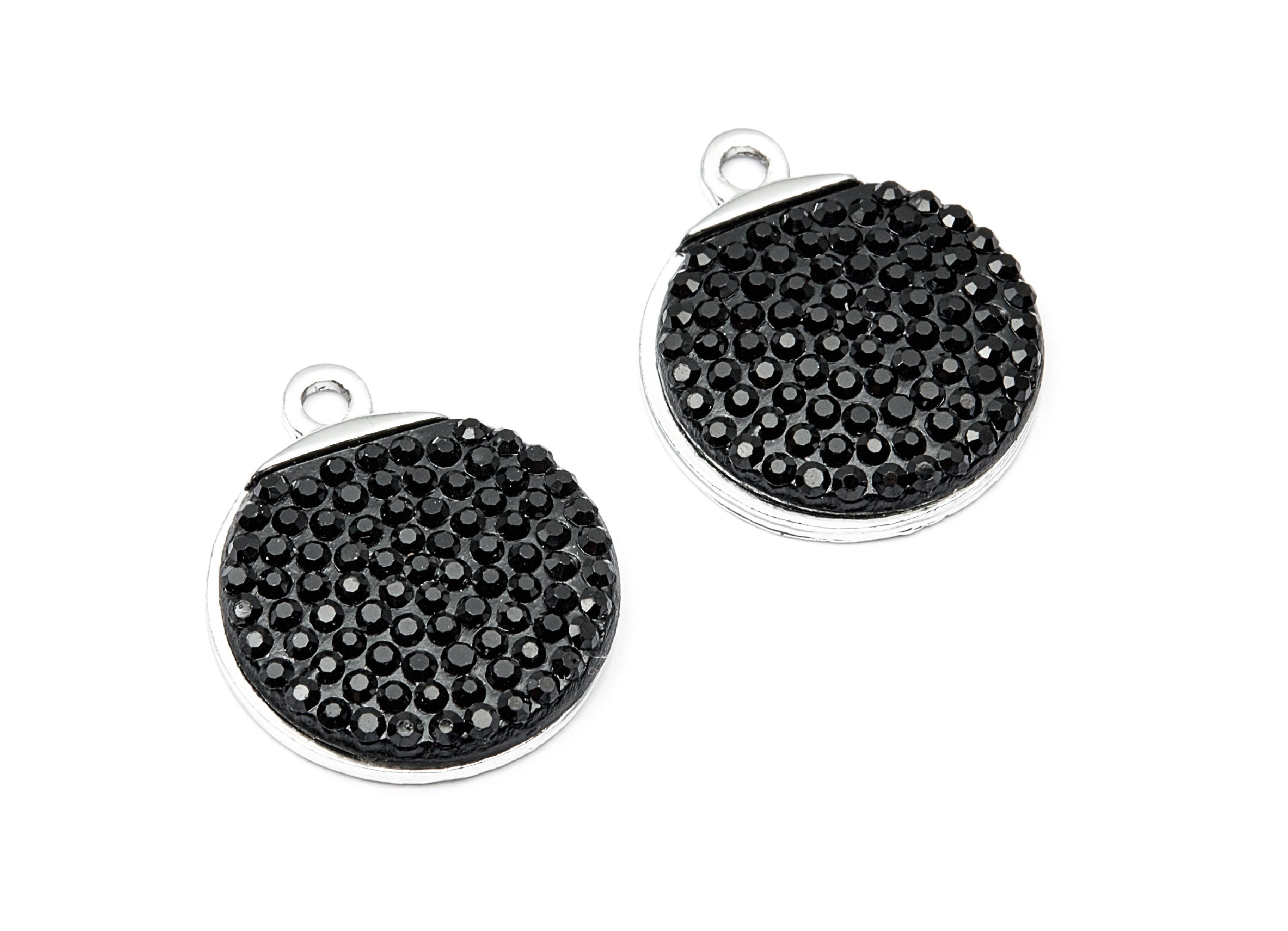 Round Shaped Charms- Zinc Alloy Earring Findings - Silver Tone Connector - Alloy Pendant for Necklace - 21,74x18,18x3,1mm - ZZ1206 - DOMEDBAZAAR