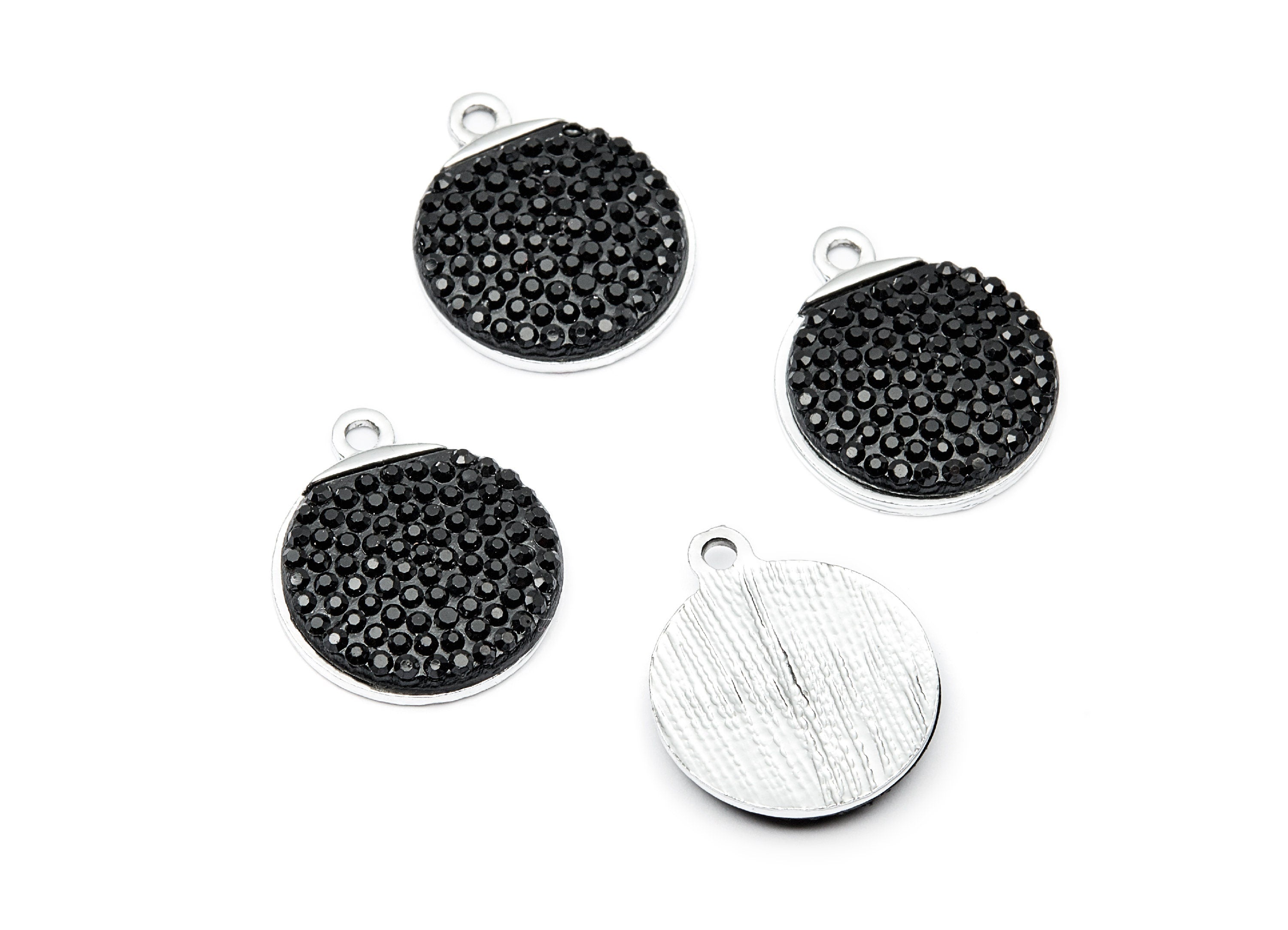 Round Shaped Charms- Zinc Alloy Earring Findings - Silver Tone Connector - Alloy Pendant for Necklace - 21,74x18,18x3,1mm - ZZ1206 - DOMEDBAZAAR