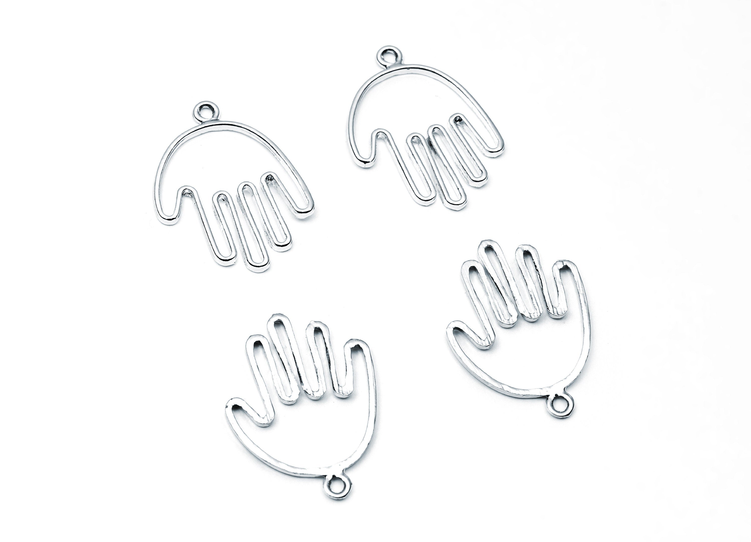 Hand Shaped Charms- Zinc Alloy Earring Finding - Nickel / Silver Tone - Alloy Pendant for Necklace - 32,97x23,08x1,07mm - ZZ1214 - DOMEDBAZAAR