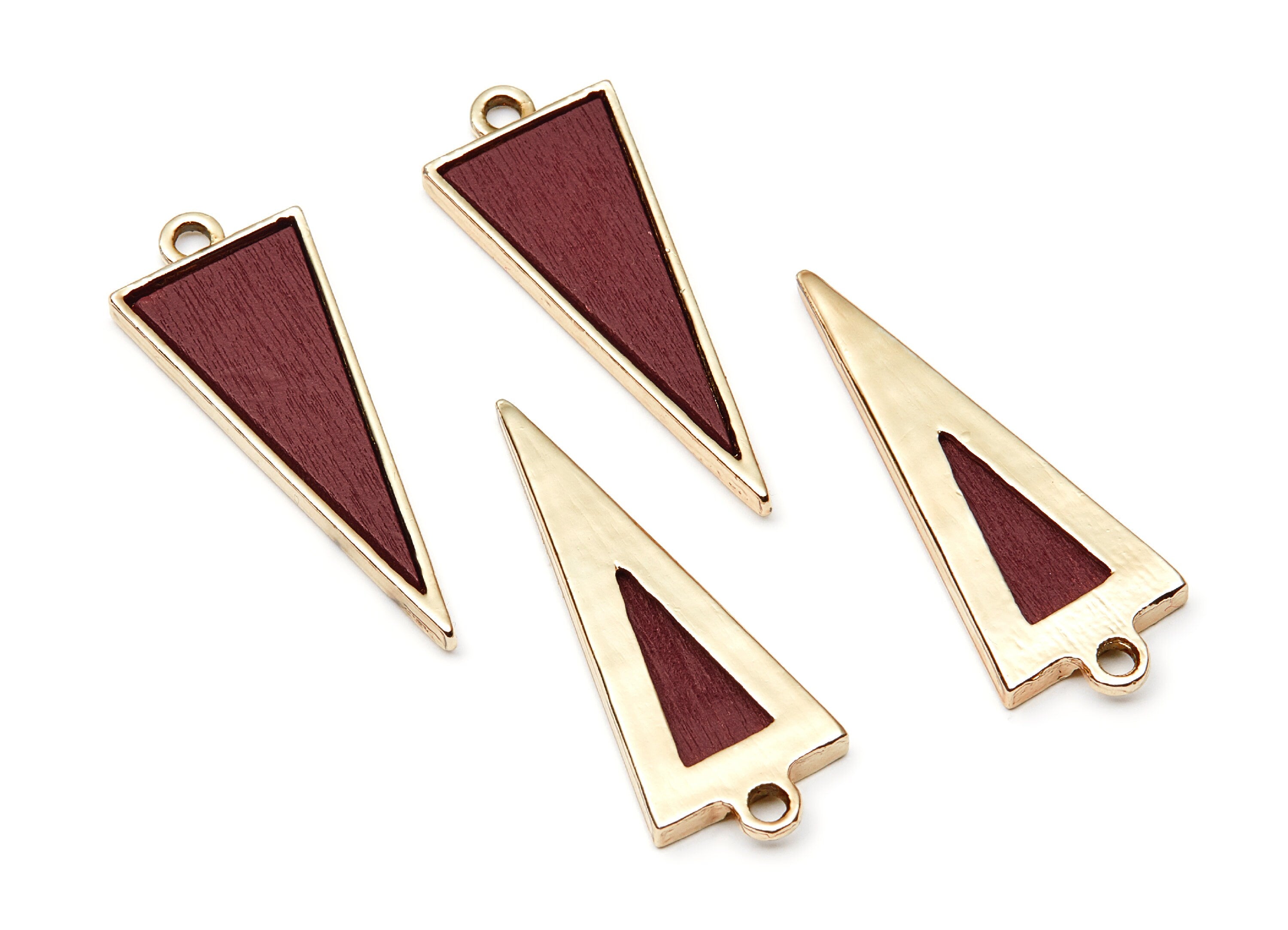 Triangle Shaped Charms- Zinc Alloy Earring Findings - Gold Tone Connector - Alloy Pendant for Necklace - 37,83x14,56x3mm - ZZ1225A - DOMEDBAZAAR