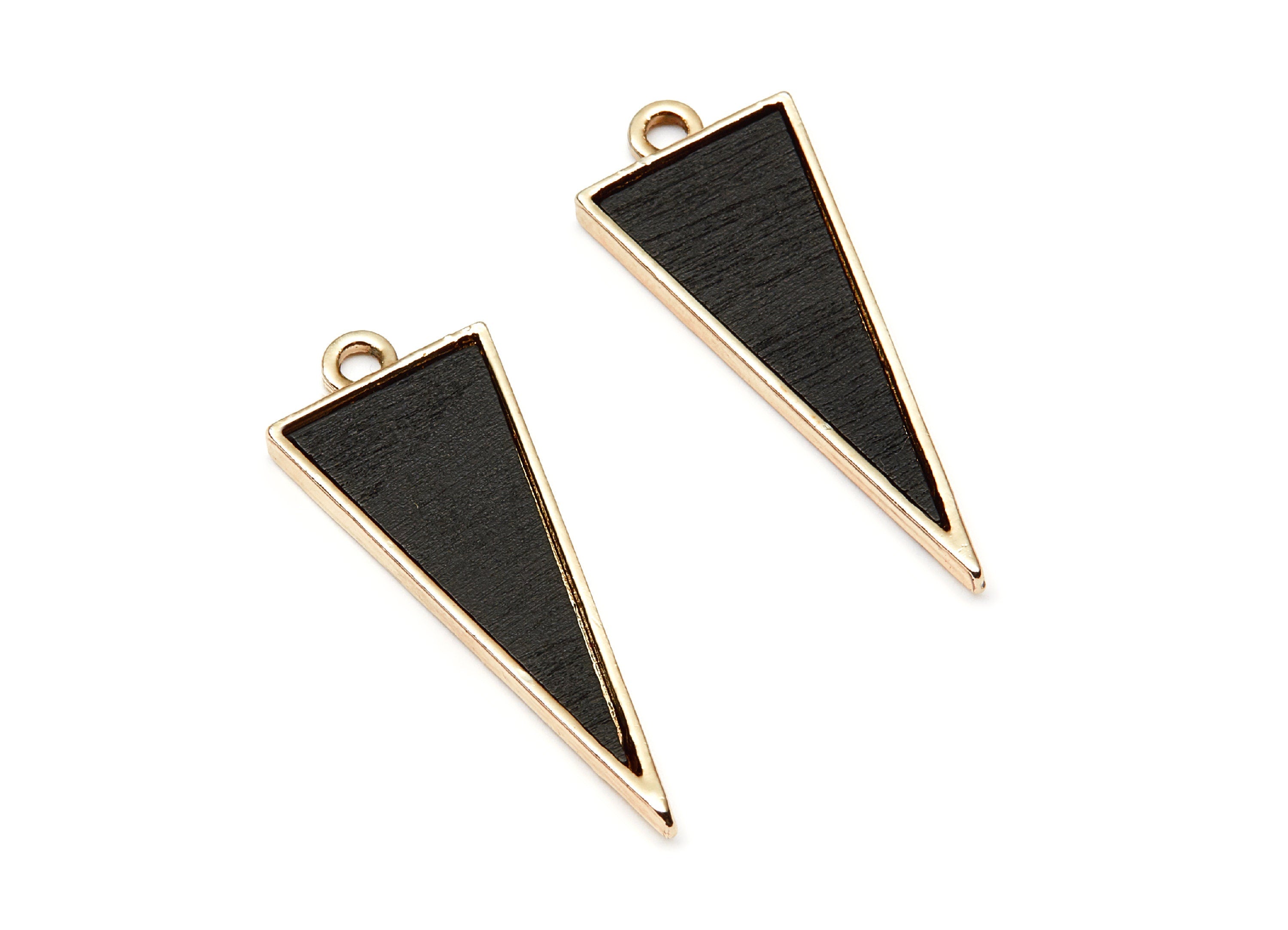 Triangle Shaped Charms- Zinc Alloy Earring Findings - Gold Tone Connector - Alloy Pendant for Necklace - 38,5x14,6x2,82mm - ZZ1225C - DOMEDBAZAAR