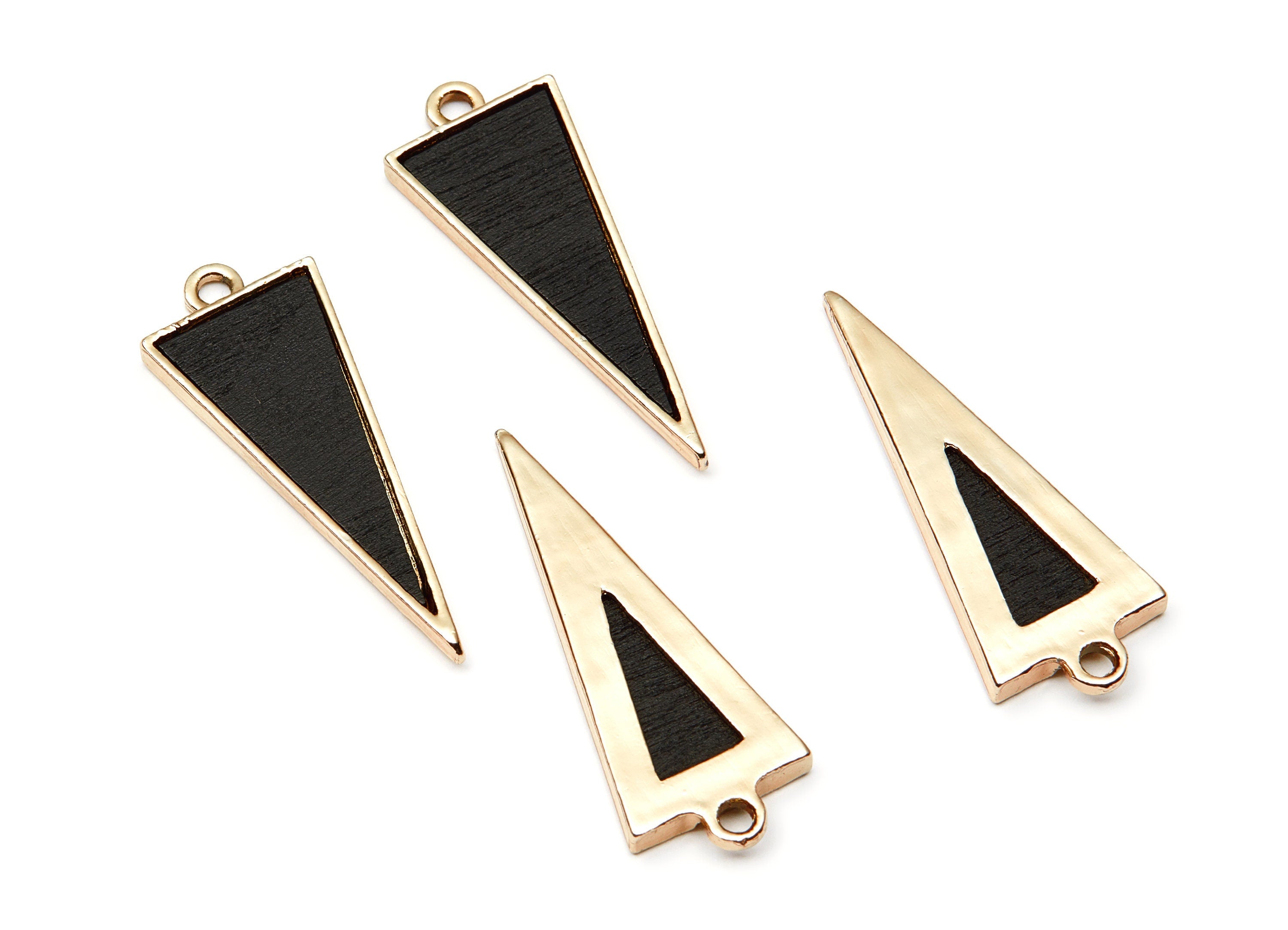 Triangle Shaped Charms- Zinc Alloy Earring Findings - Gold Tone Connector - Alloy Pendant for Necklace - 38,5x14,6x2,82mm - ZZ1225C - DOMEDBAZAAR