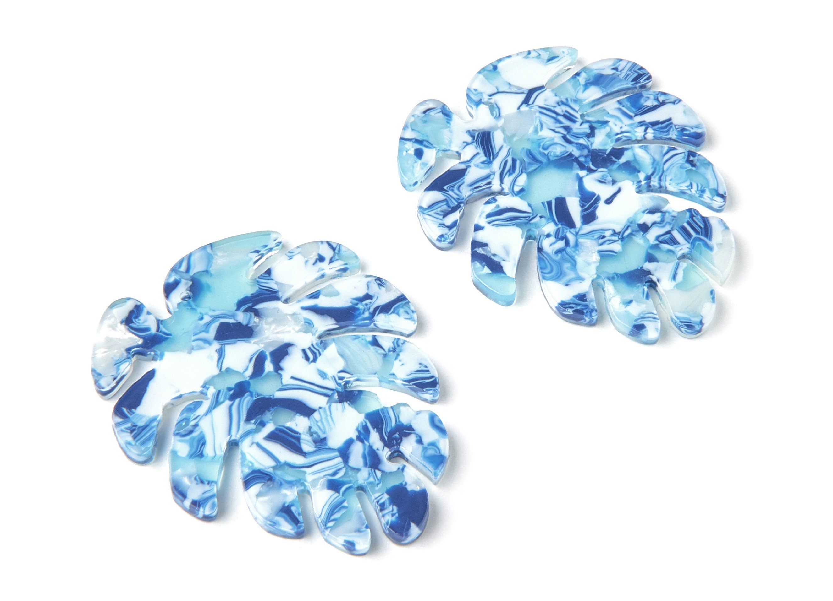 Acetate Leaf Earring Charms - Monstera Leaf Pendant - Earring Findings - Jewelry Supplies - 45.15x38x2.38mm - AC1199D - DOMEDBAZAAR