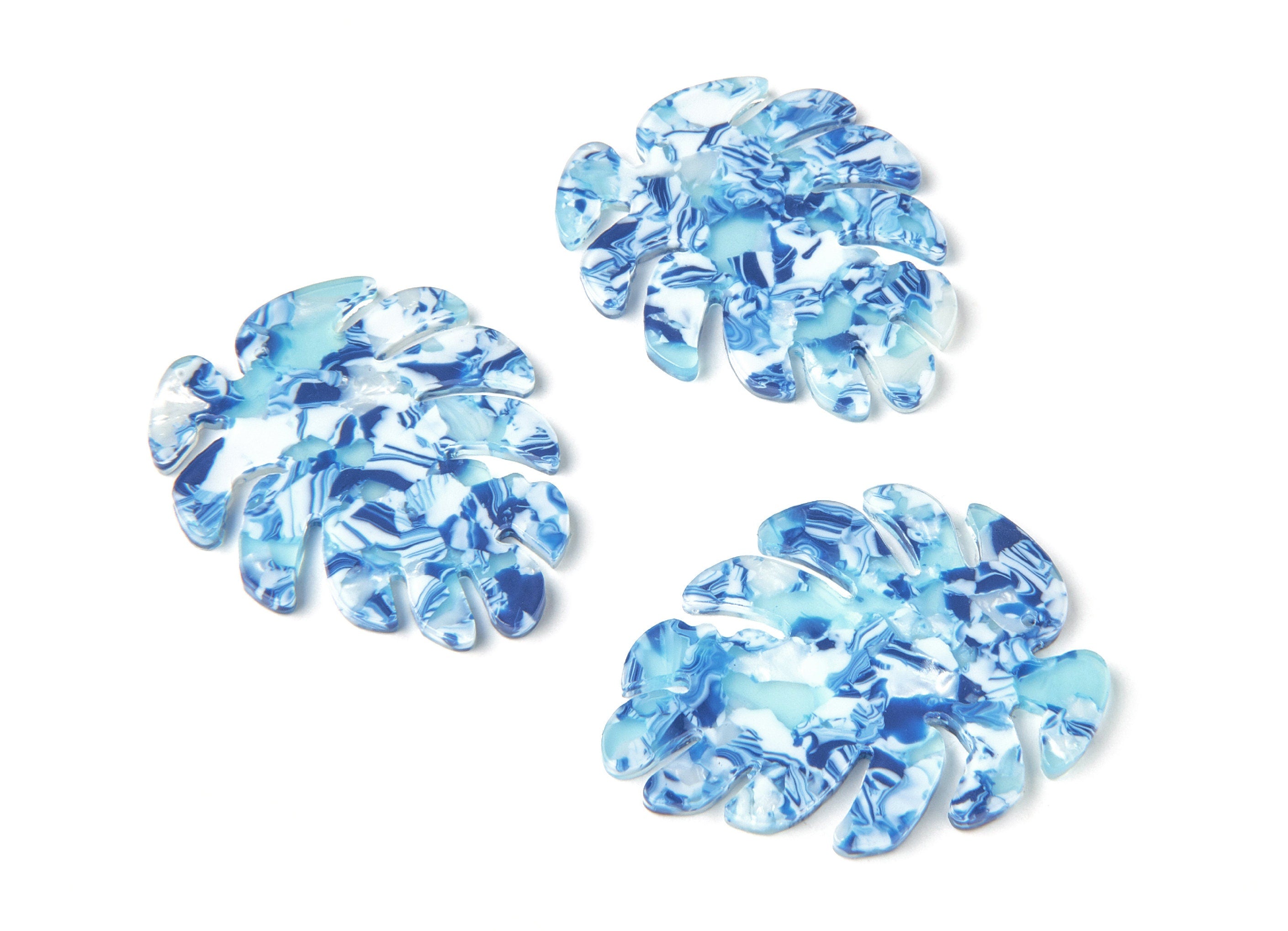 Acetate Leaf Earring Charms - Monstera Leaf Pendant - Earring Findings - Jewelry Supplies - 45.15x38x2.38mm - AC1199D - DOMEDBAZAAR