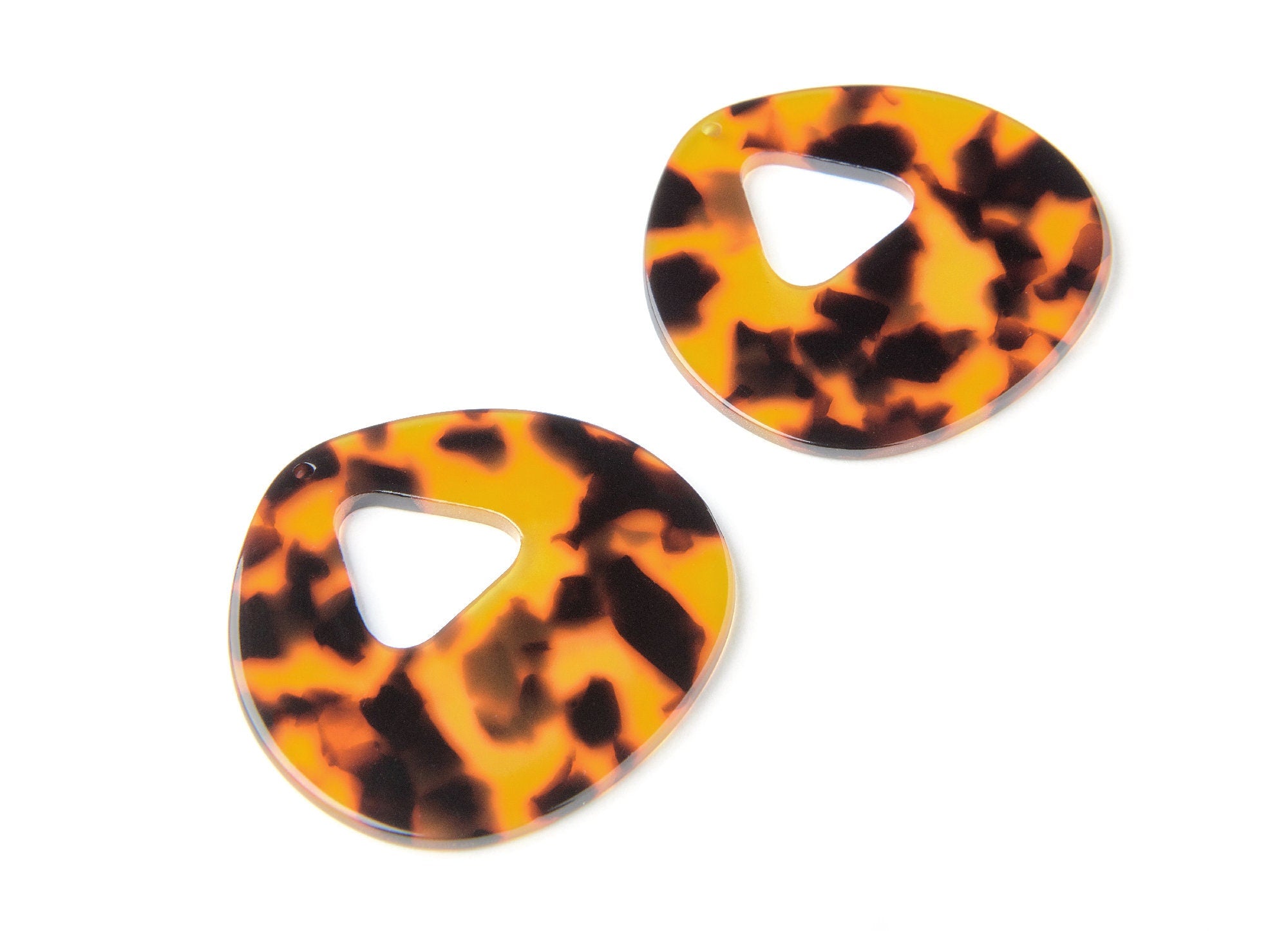 Acetate Acrylic Earring Charms - Tortoise Shell Earrings - Unique Pendant - Jewelry Supplies - Color Code: A04 - 47.2x48.7x2.54mm - AC1200A - DOMEDBAZAAR