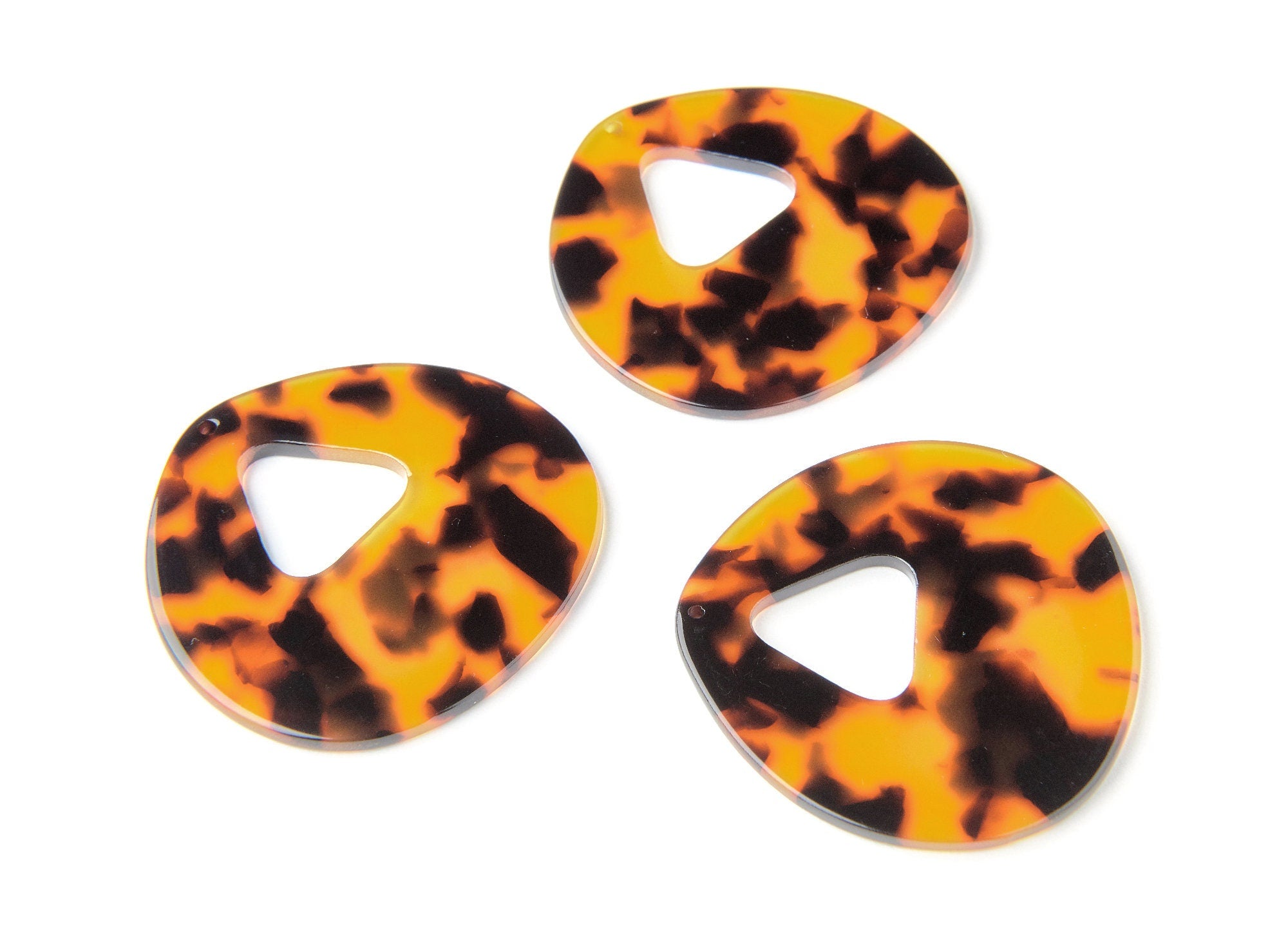 Acetate Acrylic Earring Charms - Tortoise Shell Earrings - Unique Pendant - Jewelry Supplies - Color Code: A04 - 47.2x48.7x2.54mm - AC1200A - DOMEDBAZAAR