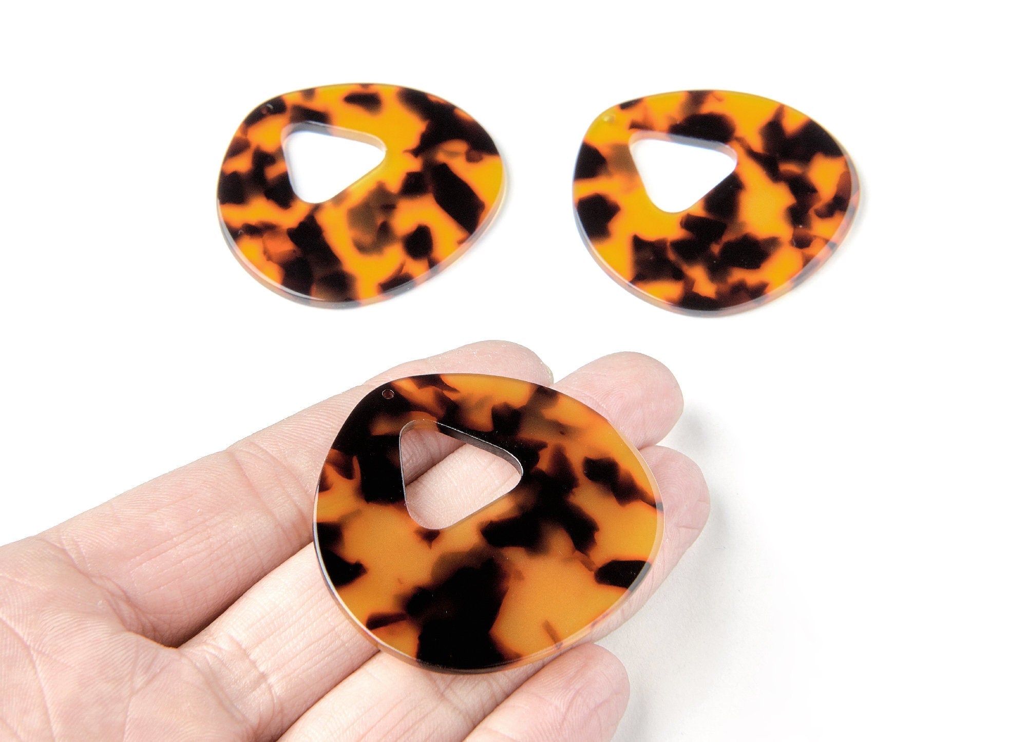 Acetate Acrylic Earring Charms - Tortoise Shell Earrings - Unique Pendant - Jewelry Supplies - Color Code: A04 - 47.2x48.7x2.54mm - AC1200A - DOMEDBAZAAR