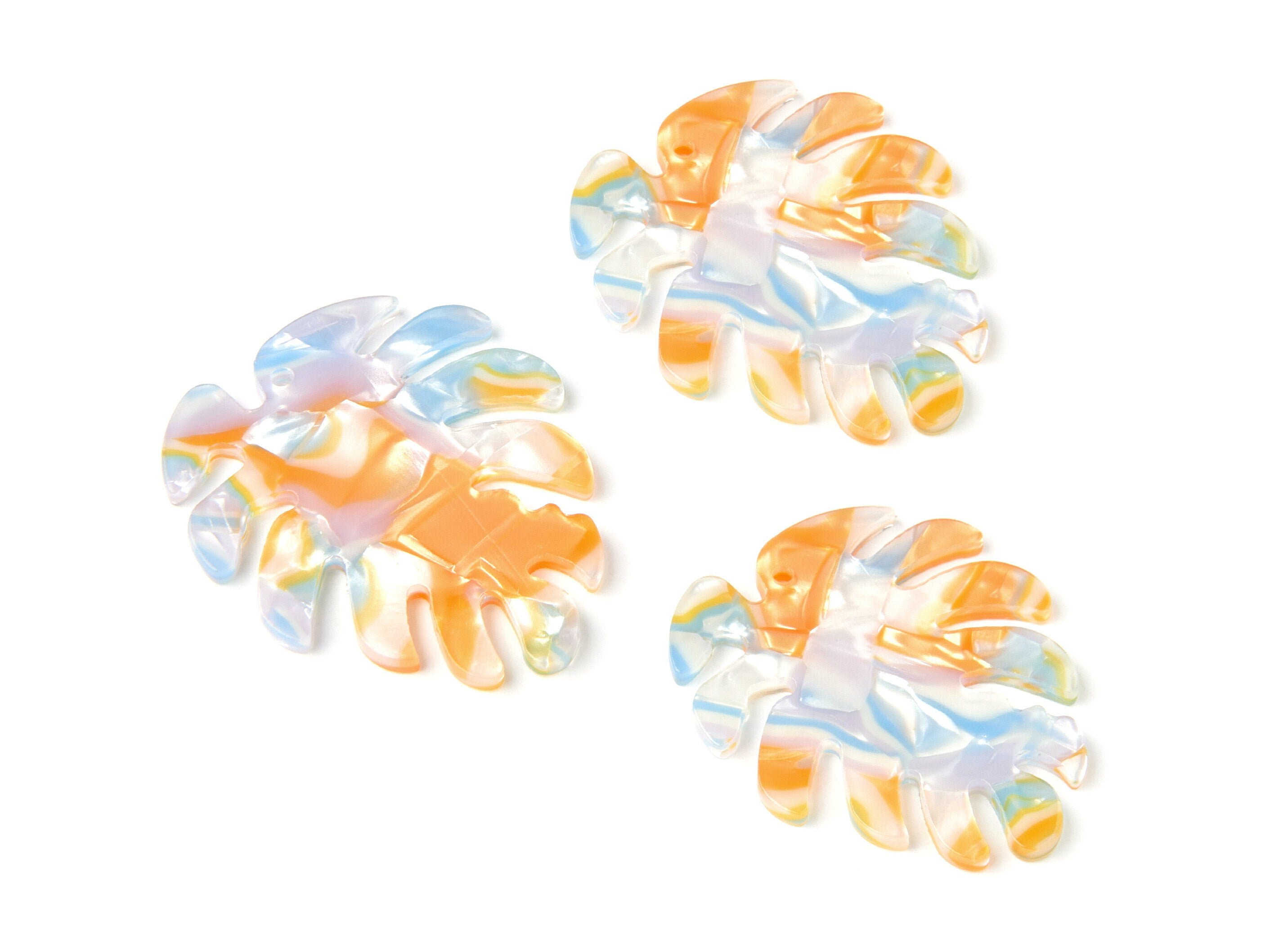 Acetate Leaf Earring Charms - Monstera Leaf Pendant - Earring Findings - Jewelry Supplies - 45.15x38x2.38mm - AC1199B - DOMEDBAZAAR