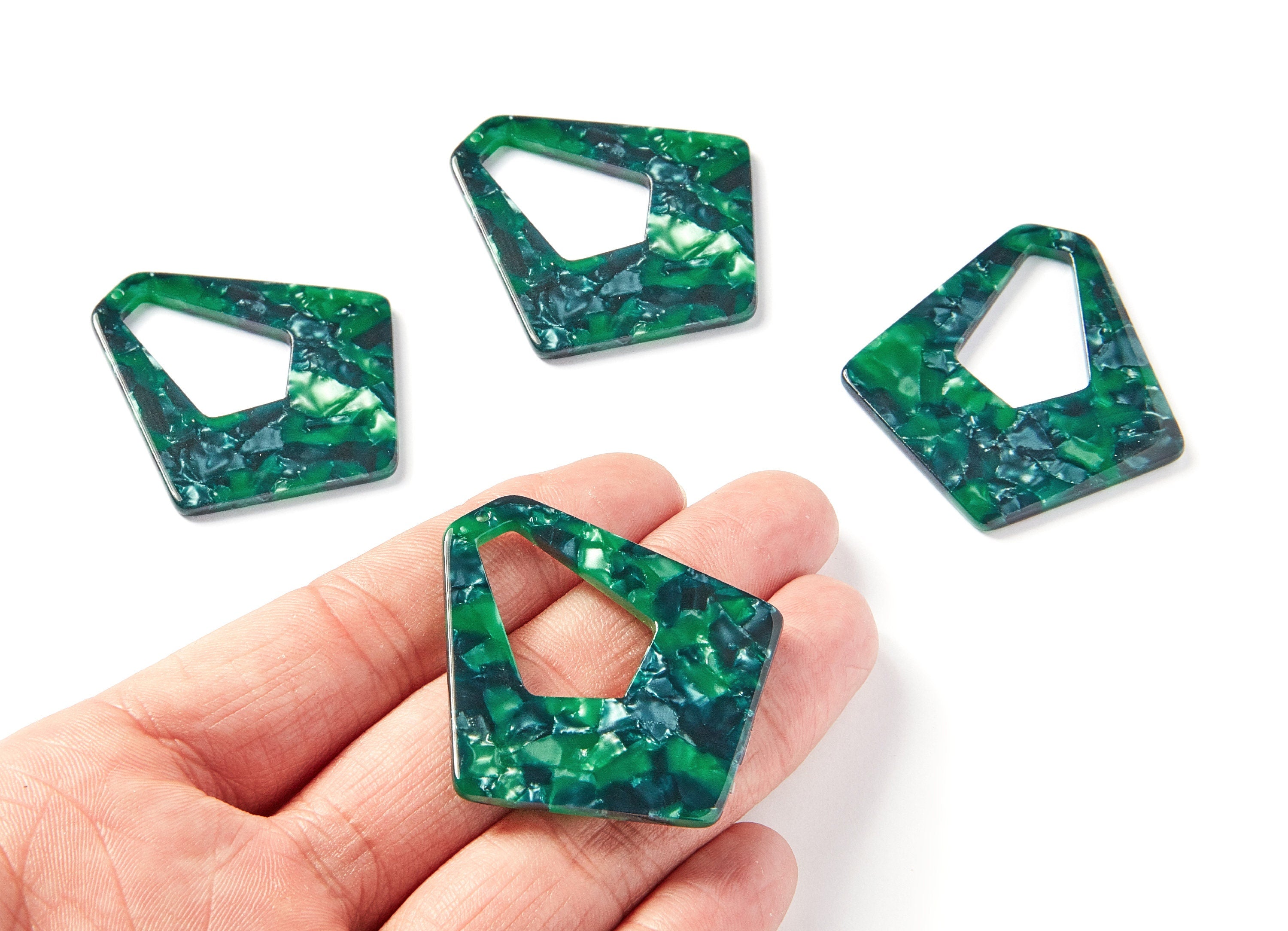 Acrylic Diamond Earring Charms - Big Diamond Pendant - Earring Findings - Jewelry Supplies - Color Code: A13 - 49.5x45.9x2.56mm - AC1197B - DOMEDBAZAAR
