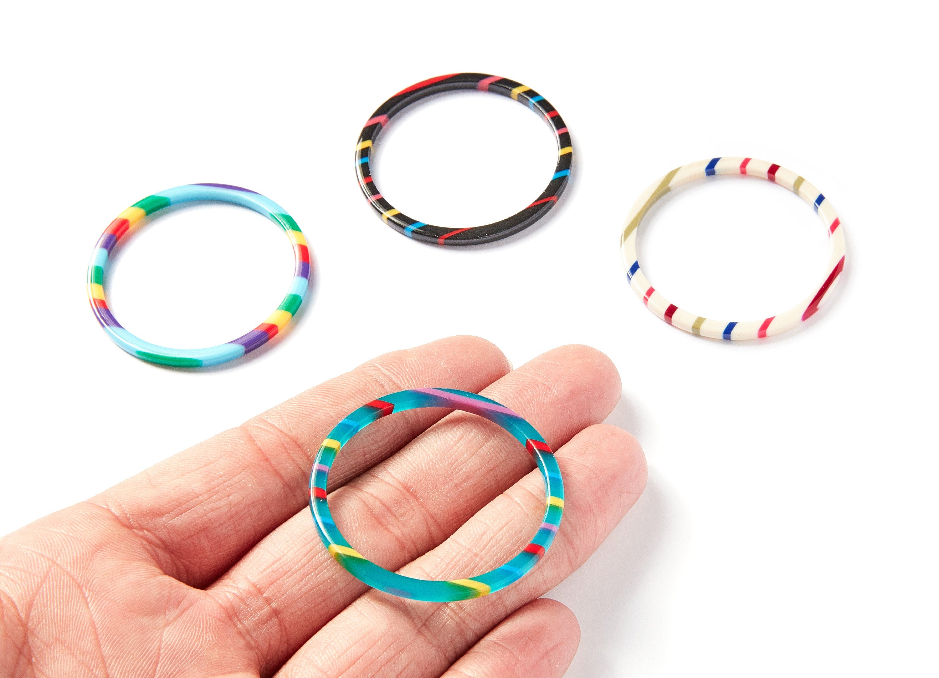 Acetate Hoop Earring Charms - Circle Shaped Pendant - Earring Findings - Jewelry Supplies - 41.5x41.5x2.8mm - AC1192A - DOMEDBAZAAR