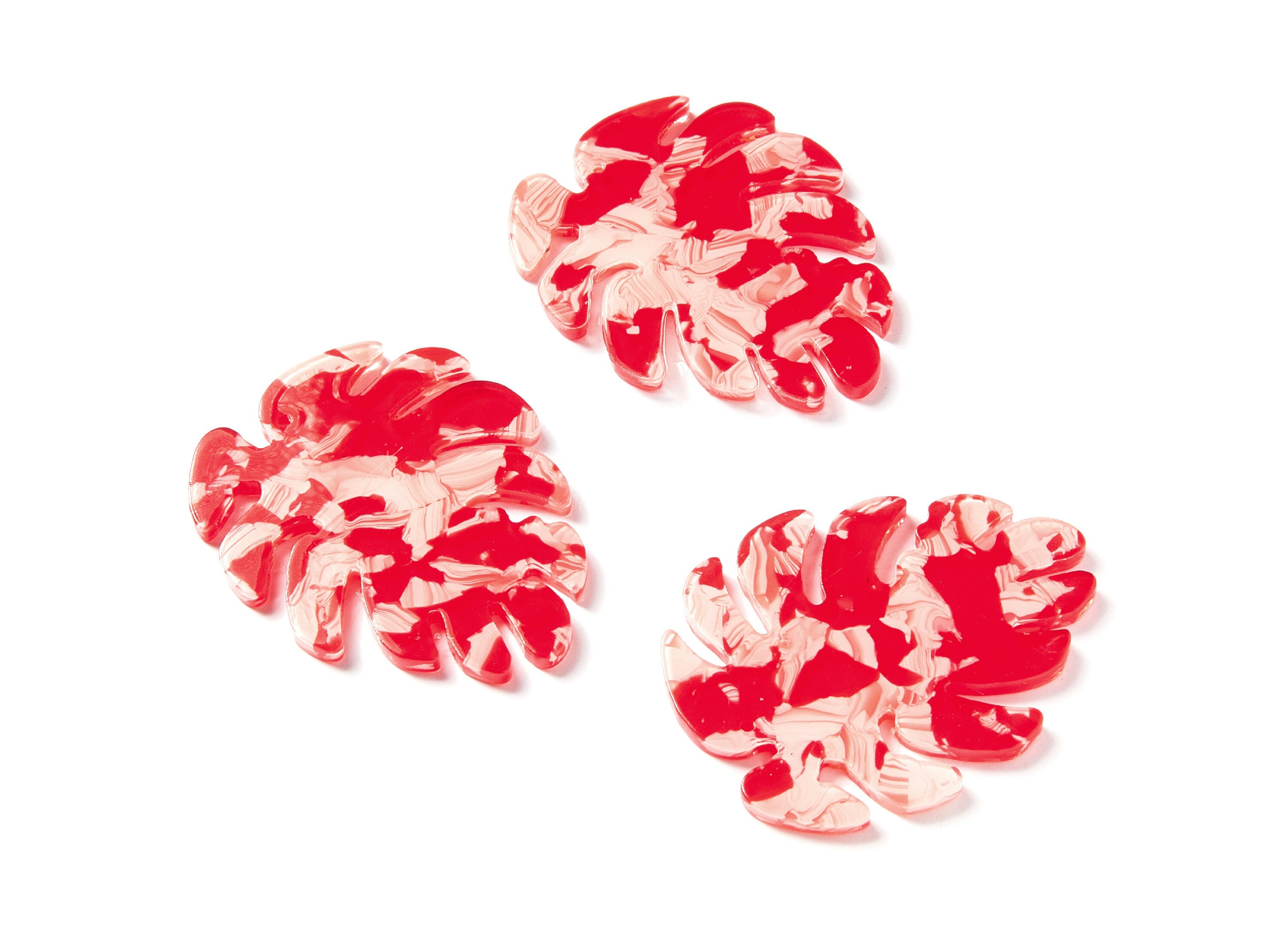 Acetate Leaf Earring Charms - Monstera Leaf Pendant - Earring Findings - Jewelry Supplies - 45.15x38x2.38mm - AC1199E - DOMEDBAZAAR