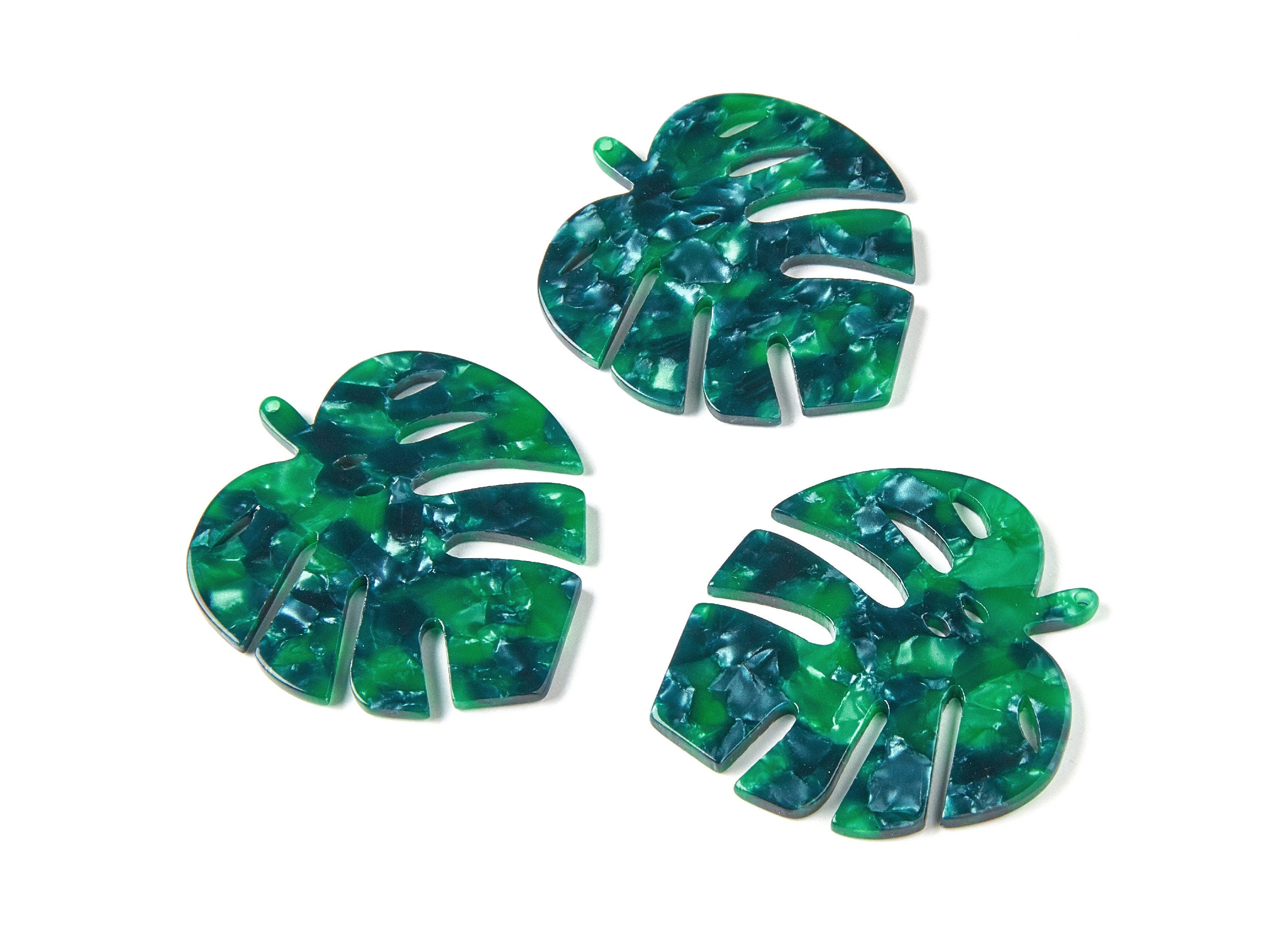 Acetate Leaf Earring Charms - Monstera Leaf Pendant -Earring Findings - Jewelry Supplies - Color Code: A13 - 51.5x45.9x2.57mm - AC1210A - DOMEDBAZAAR