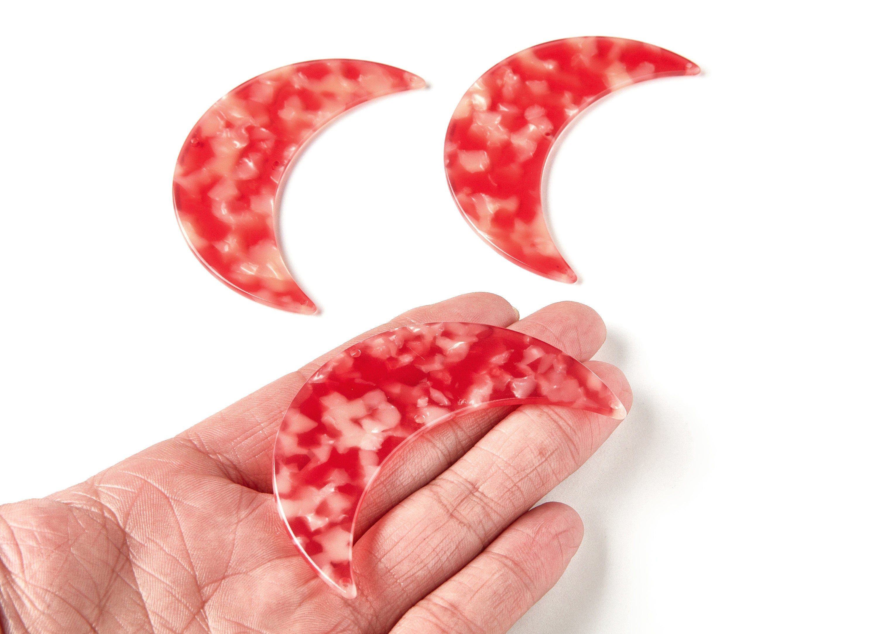 Moon Phases Wall Decor Moon Wall Hanging - Acetate Acryli Big Moon Shaped with 4 Holes - Color Code: A34 - 74,6x25,55x2,7mm - AC1232B4 - DOMEDBAZAAR