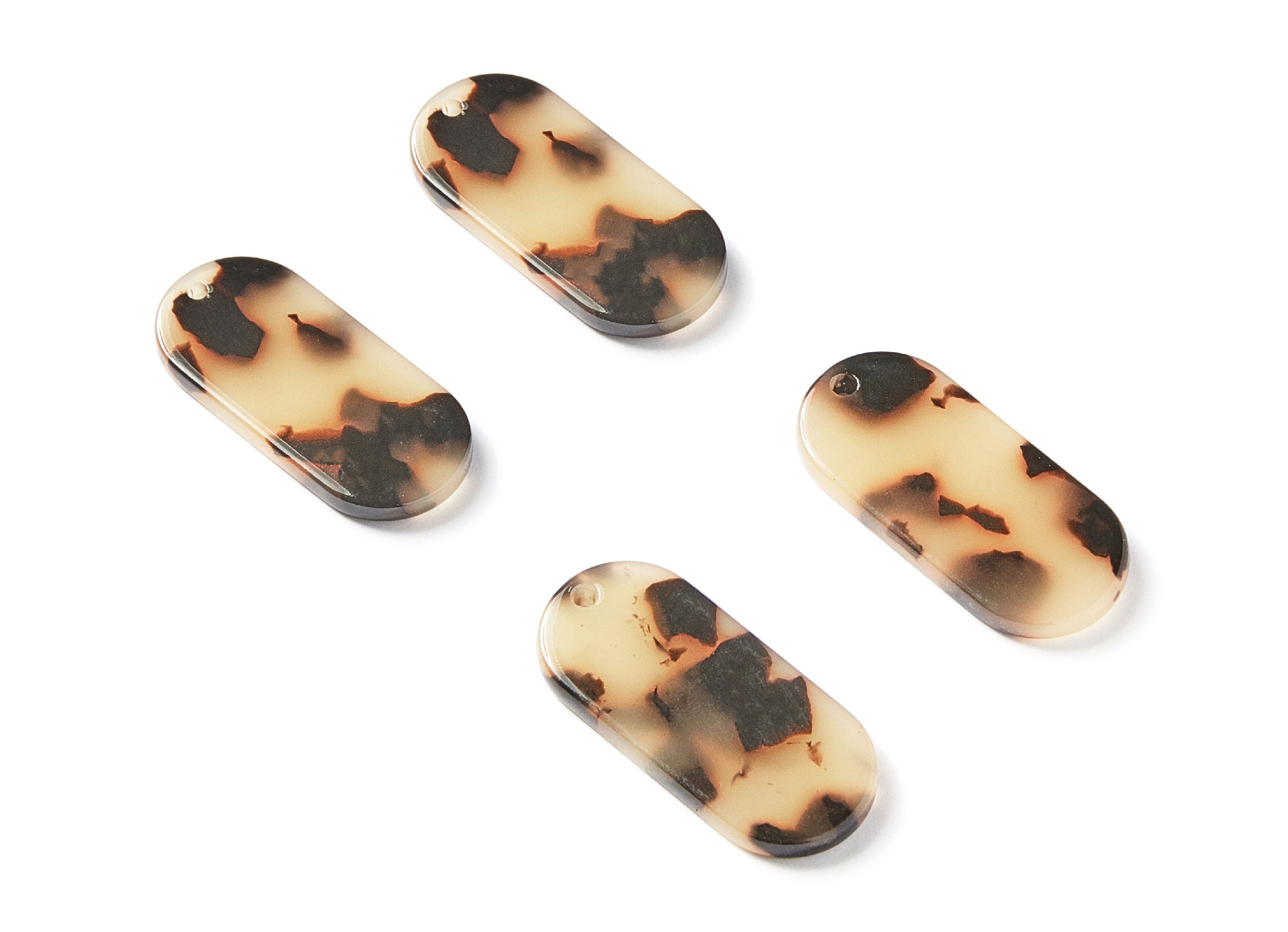 Acetate Acrylic Earring Charms - Tortoise Shell Earrings - Oval Shaped Pendant  - Color Code: A10 - 30.65x13.76x2.66mm - AC1134H - DOMEDBAZAAR