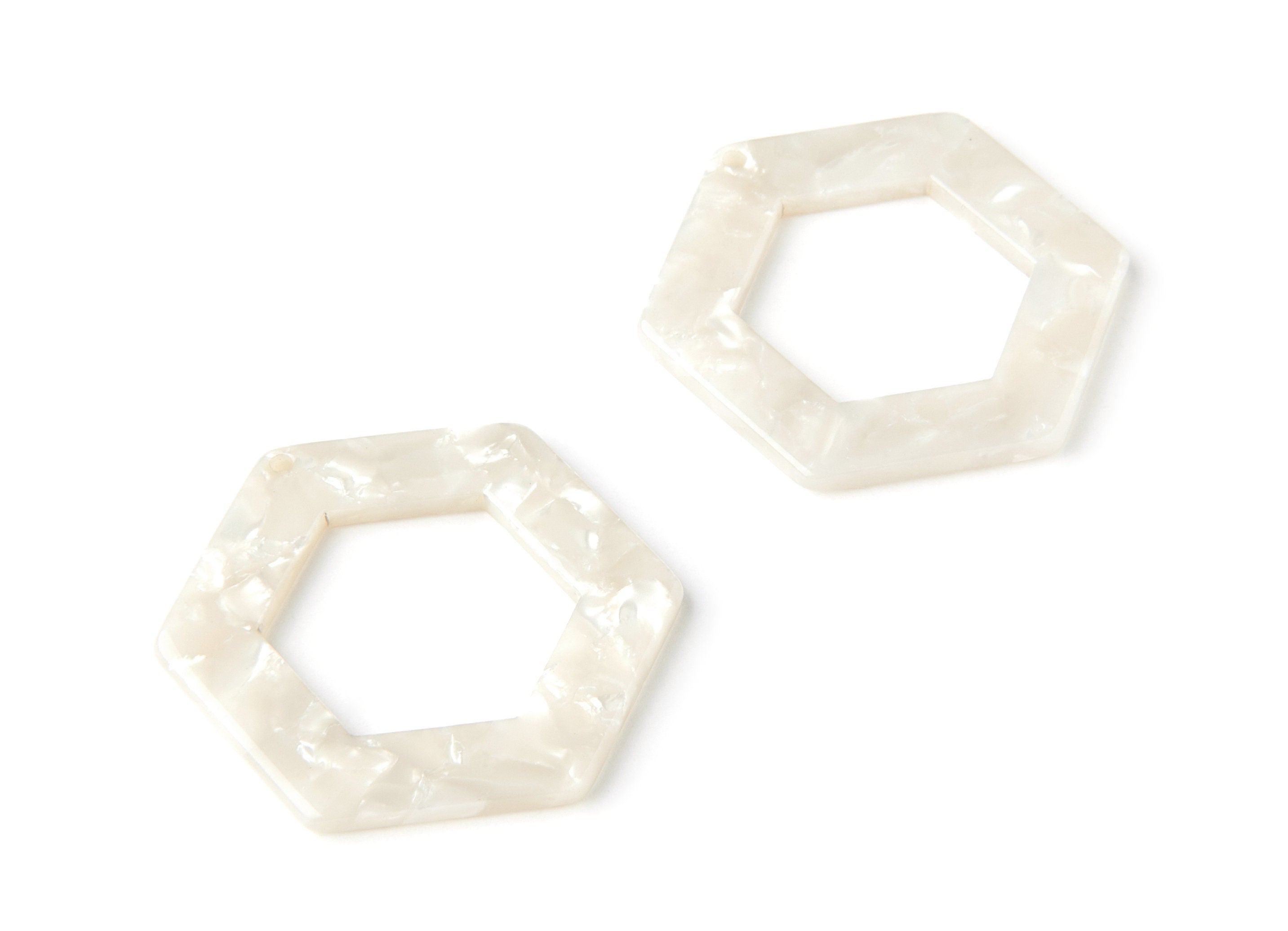 Acetate Hexagon Connectors - 2 Holes - Hexagon Earrings and Charms - Earring Findings - Color Code: A30 - 35x32x2.5mm - AC1056B - DOMEDBAZAAR