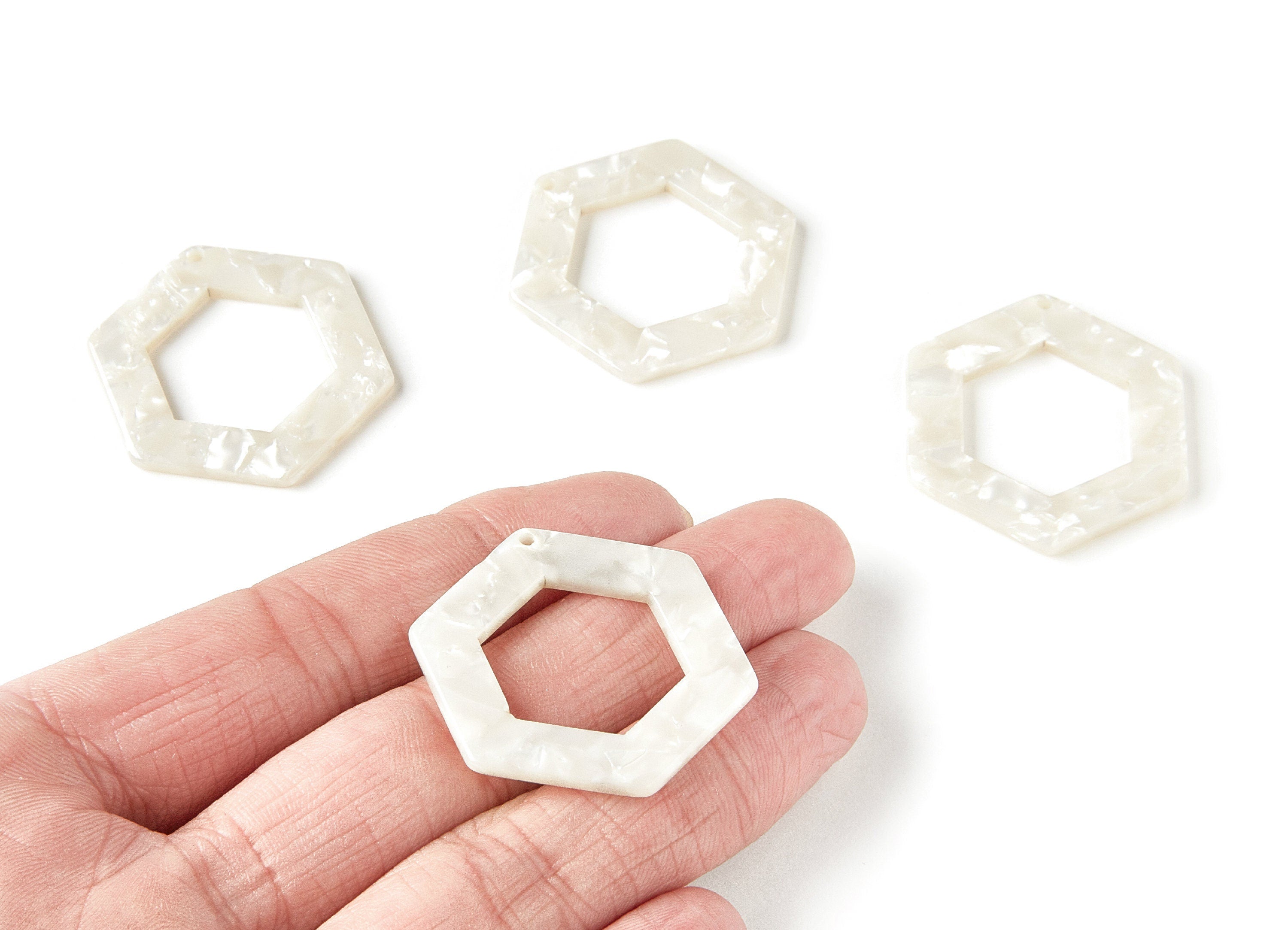 Acetate Hexagon Connectors - 2 Holes - Hexagon Earrings and Charms - Earring Findings - Color Code: A30 - 35x32x2.5mm - AC1056B - DOMEDBAZAAR
