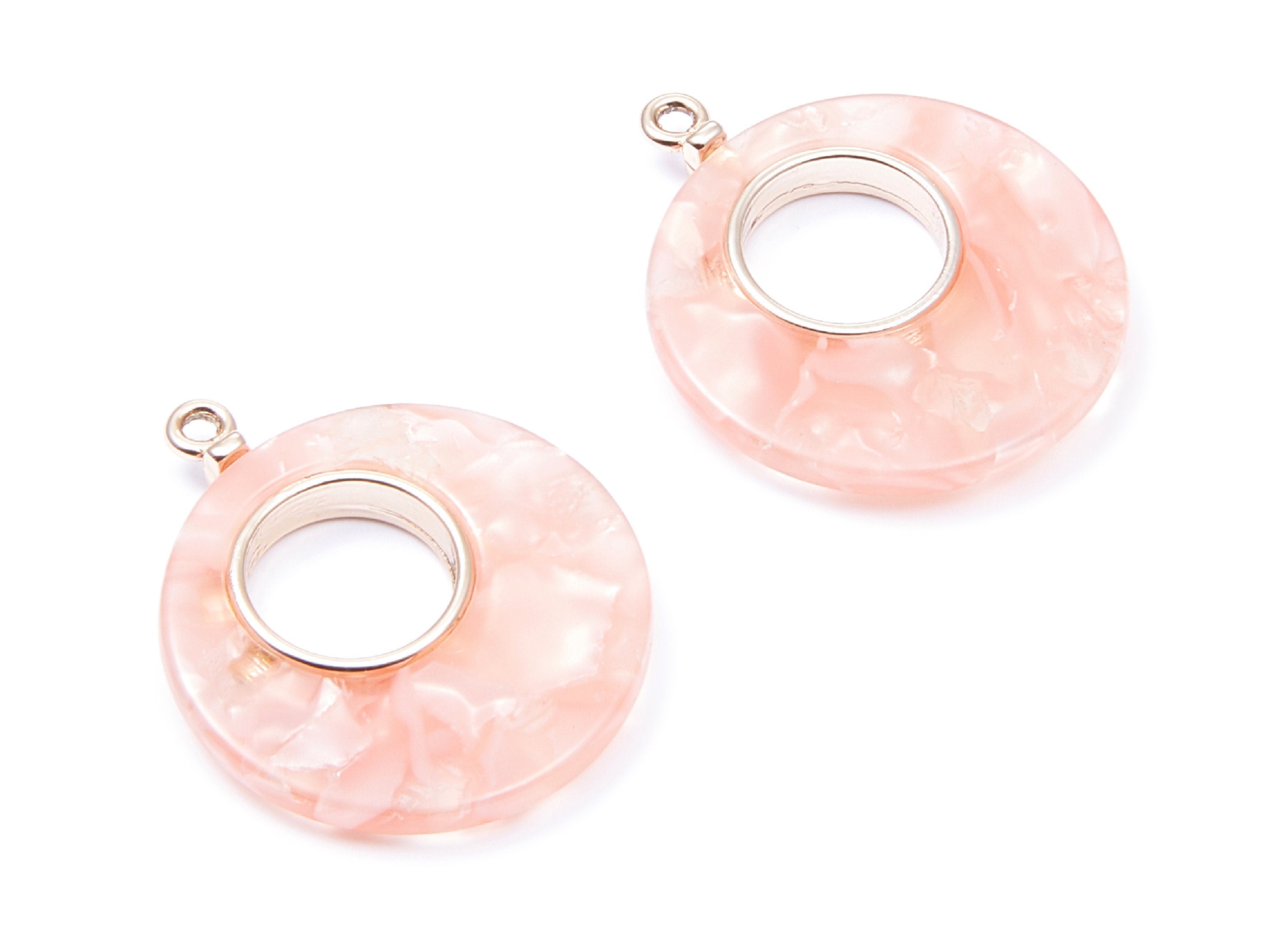 Alloy Frame Cellulose Acetate Charms - Acetate Acrylic Earring Charm - Circle Shaped Pendant -Jewelery Making- 31.8x26.5x3.8mm - AC1186A - DOMEDBAZAAR