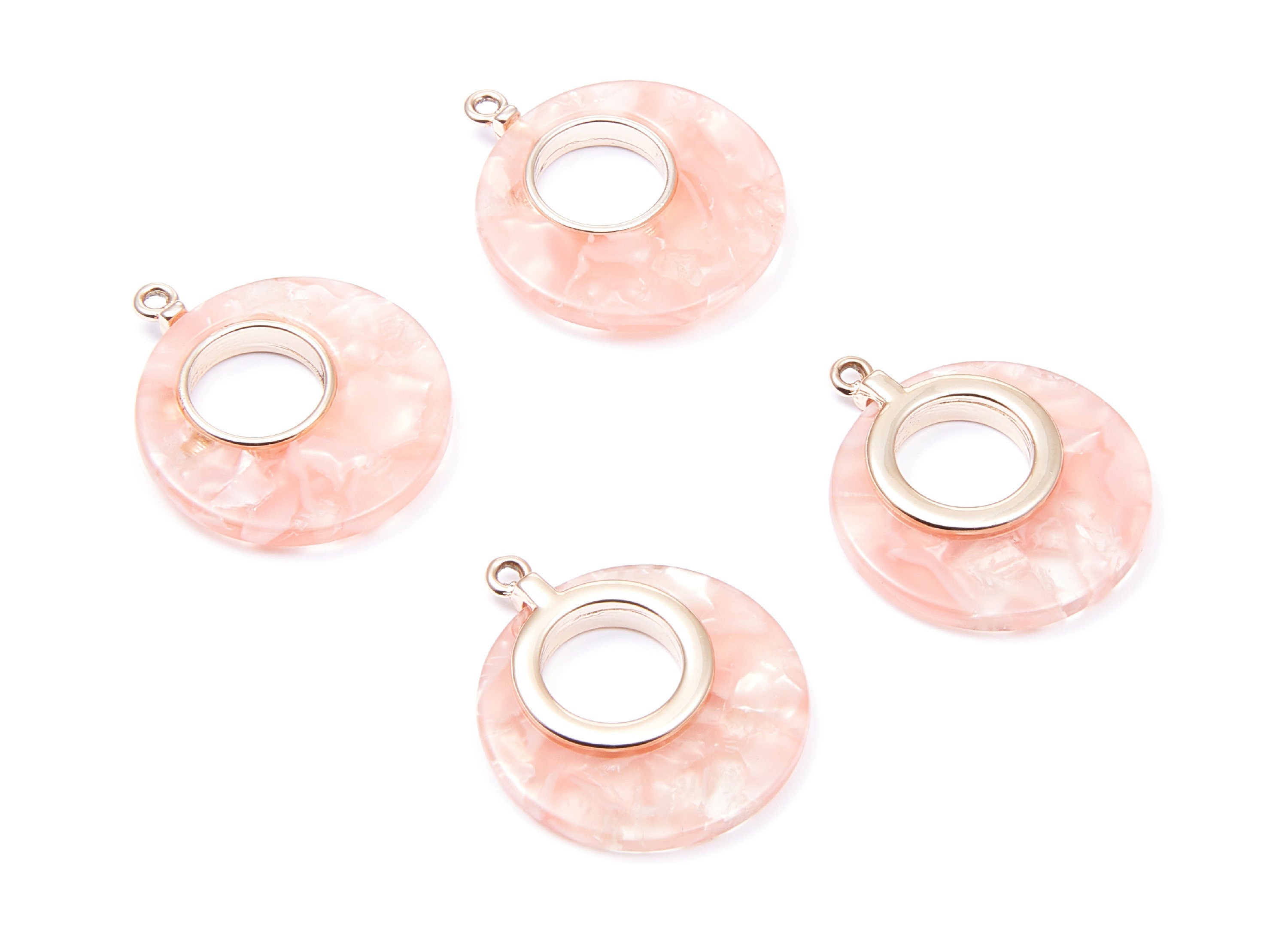 Alloy Frame Cellulose Acetate Charms - Acetate Acrylic Earring Charm - Circle Shaped Pendant -Jewelery Making- 31.8x26.5x3.8mm - AC1186A - DOMEDBAZAAR
