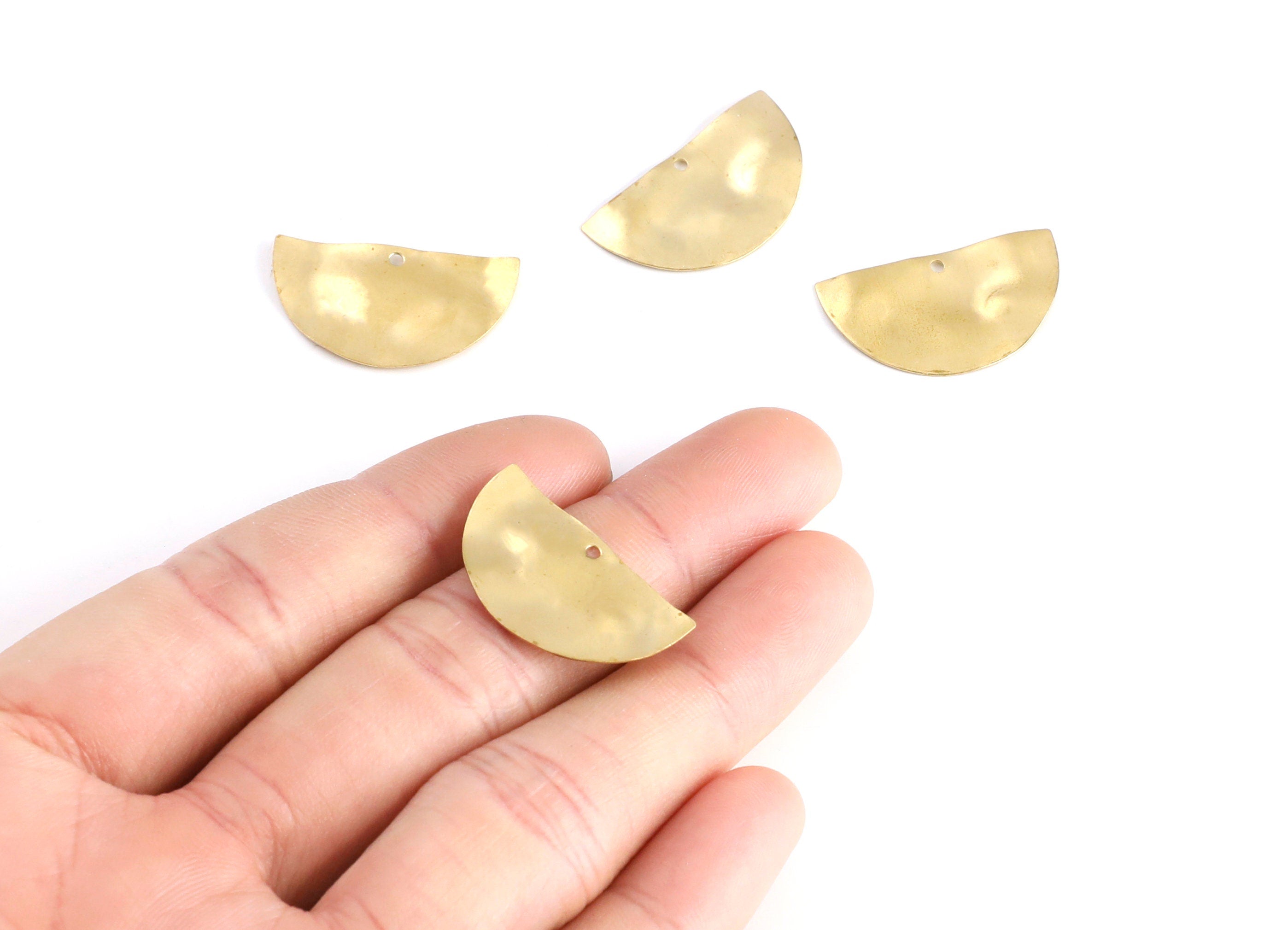 Half Moon Shaped Brass Charms - Semicircle Shaped - Raw Brass Charms - Jewelry Supplies - 26.9x14.96x0.4mm - PP1377 - DOMEDBAZAAR