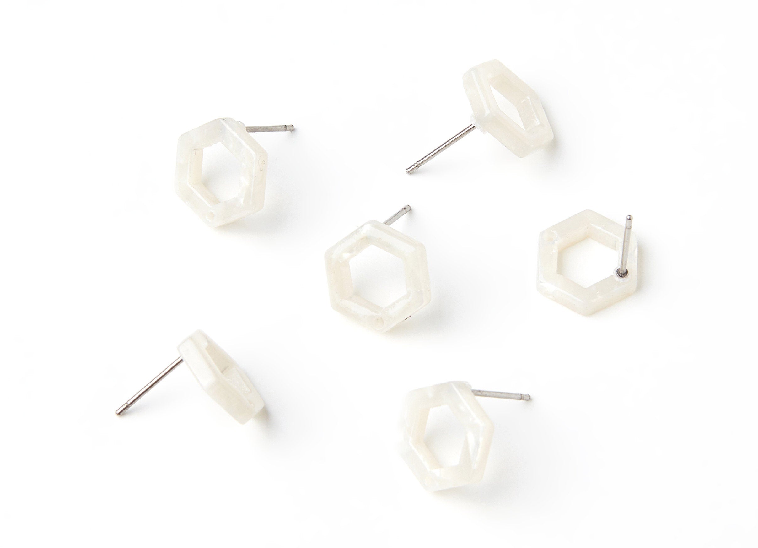 Acetate Acrylic Earring Stud - Post Charms - Tortoise Shell Earring - Hexagon Shaped Earring - Color Code: A12 - 13.18x11.38x2.57mm- AC1226A - DOMEDBAZAAR