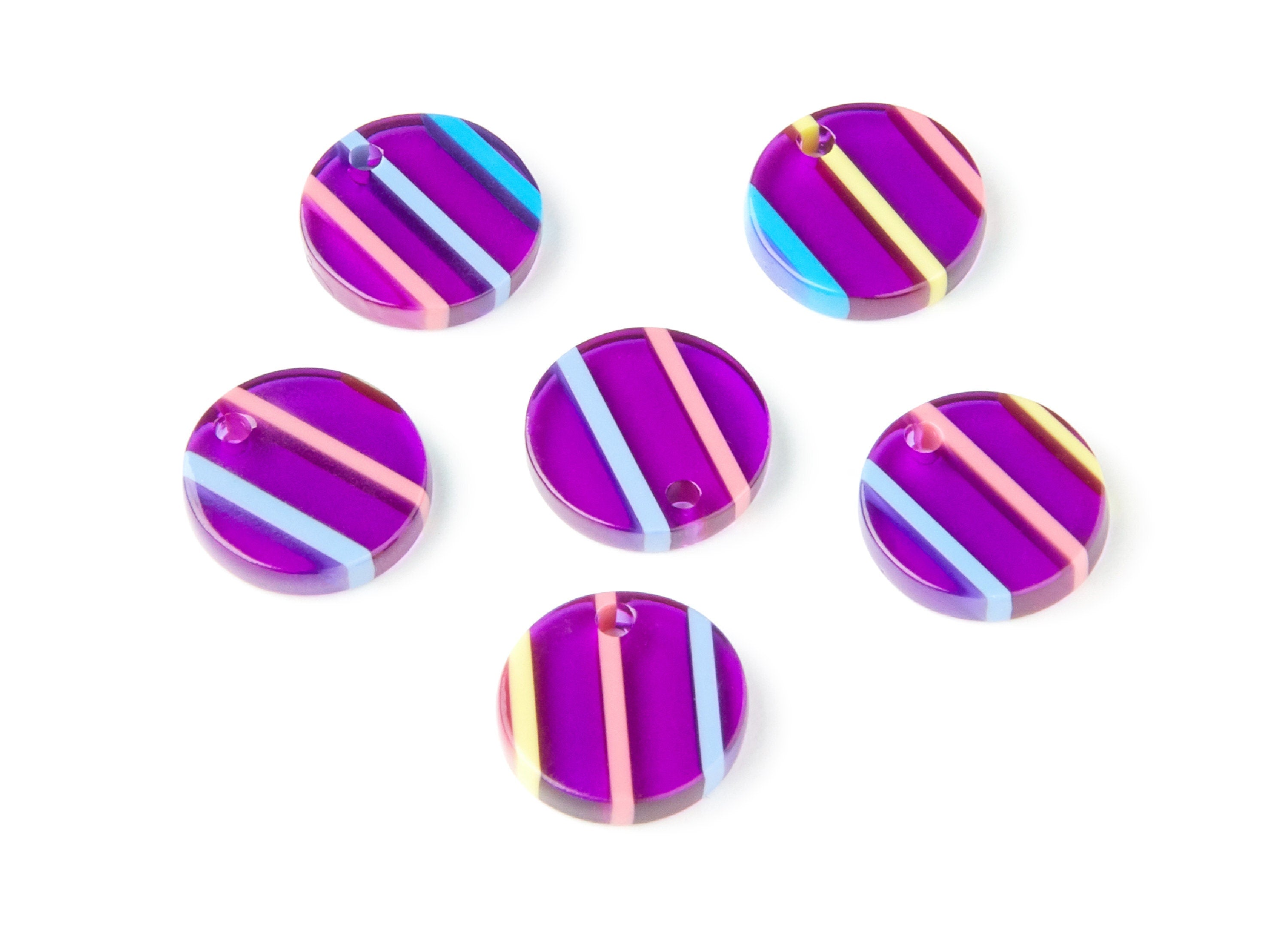 Acetate Round Earring Charms - Acrylic Circle Pendant - Earring Findings - Jewelry Supplies - Color Code: A65 - 13,75x13,75x2,92mm - AC1287F - DOMEDBAZAAR