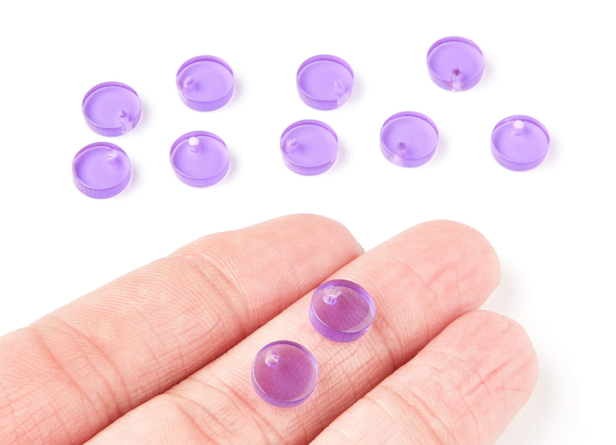 Acrylic Round Earring Charms - Round Circle Pendant - Earring Findings - Jewelry Supplies - Color Code: A72 - 9x9x3mm- AC1151J - DOMEDBAZAAR