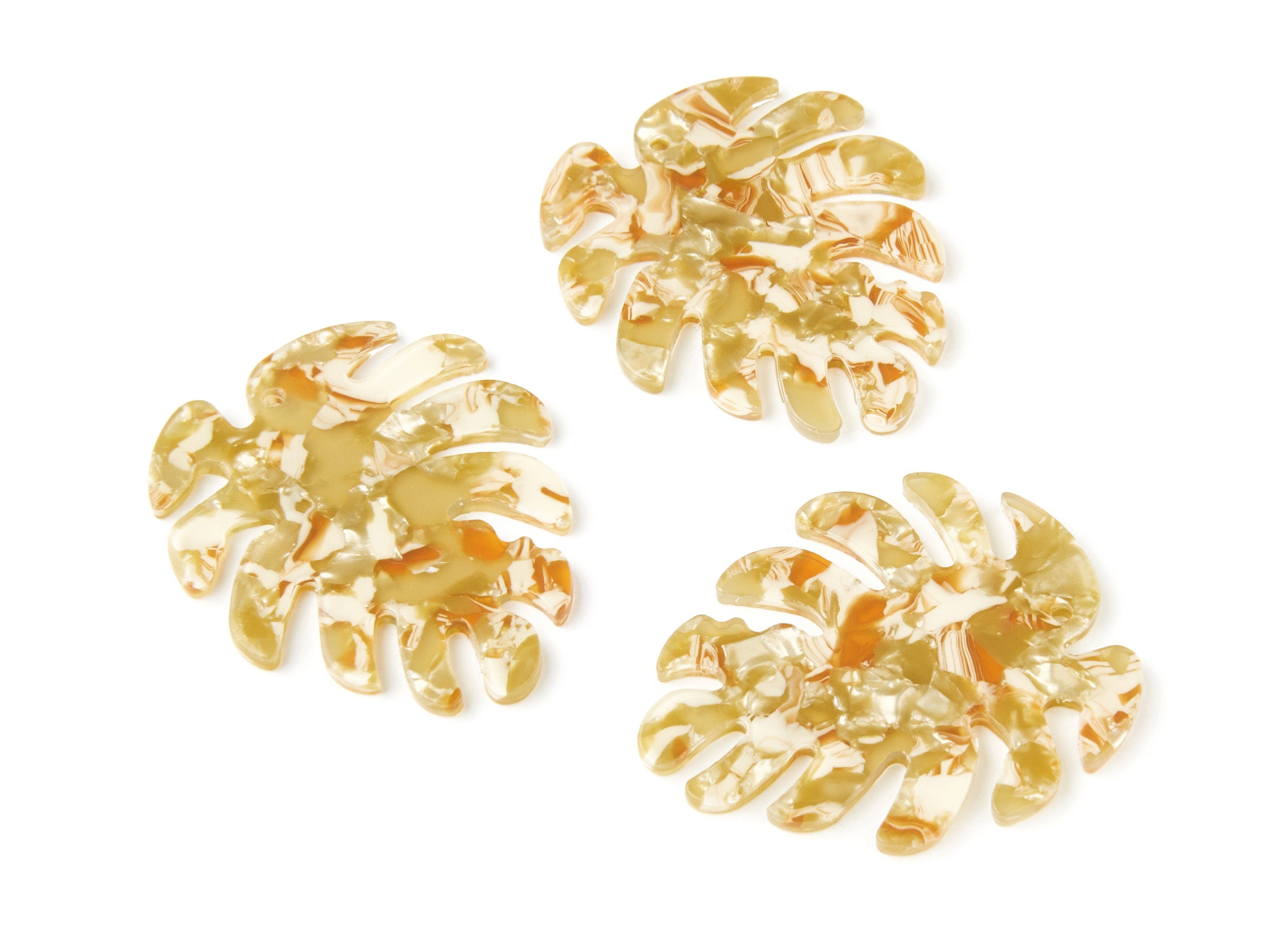 Acetate Leaf Earring Charms - Monstera Leaf Pendant - Earring Findings - Jewelry Supplies - Color Code: A119 - 45.15x38x2.38mm - AC1199G - DOMEDBAZAAR