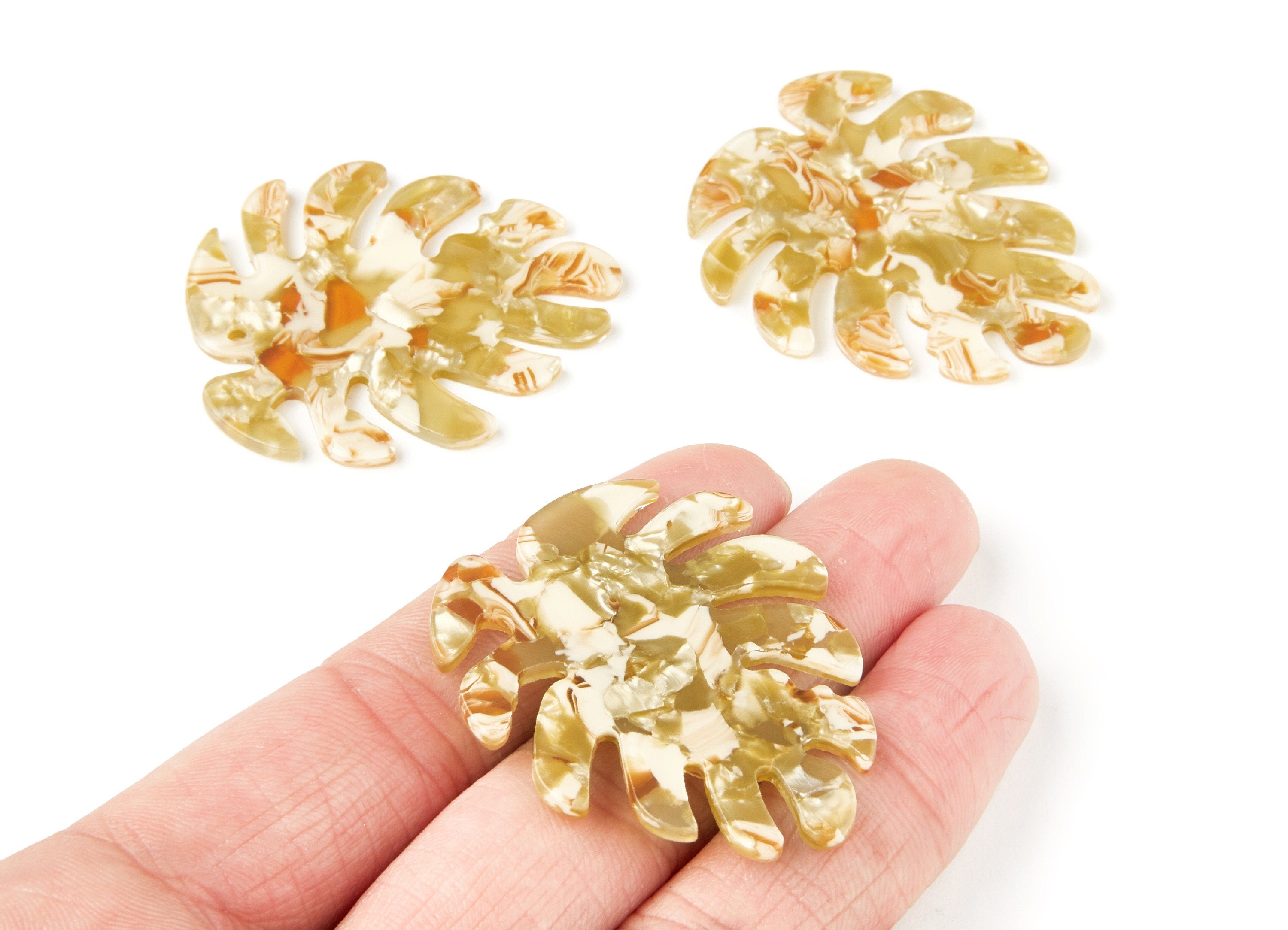 Acetate Leaf Earring Charms - Monstera Leaf Pendant - Earring Findings - Jewelry Supplies - Color Code: A119 - 45.15x38x2.38mm - AC1199G - DOMEDBAZAAR