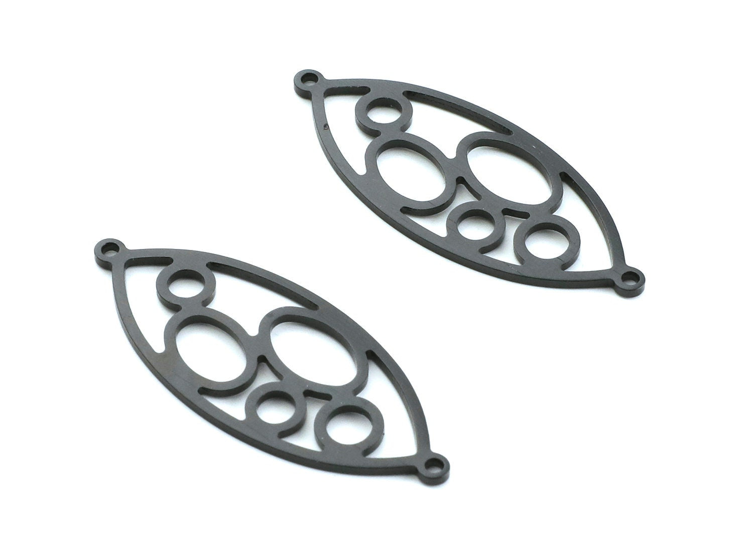 Aluminum Charms - Oval Shaped Pendant - Anodized Aluminium Charms - Wall Decor - Black Tone - 31.1x22.85x1.34mm - AA1132C - DOMEDBAZAAR