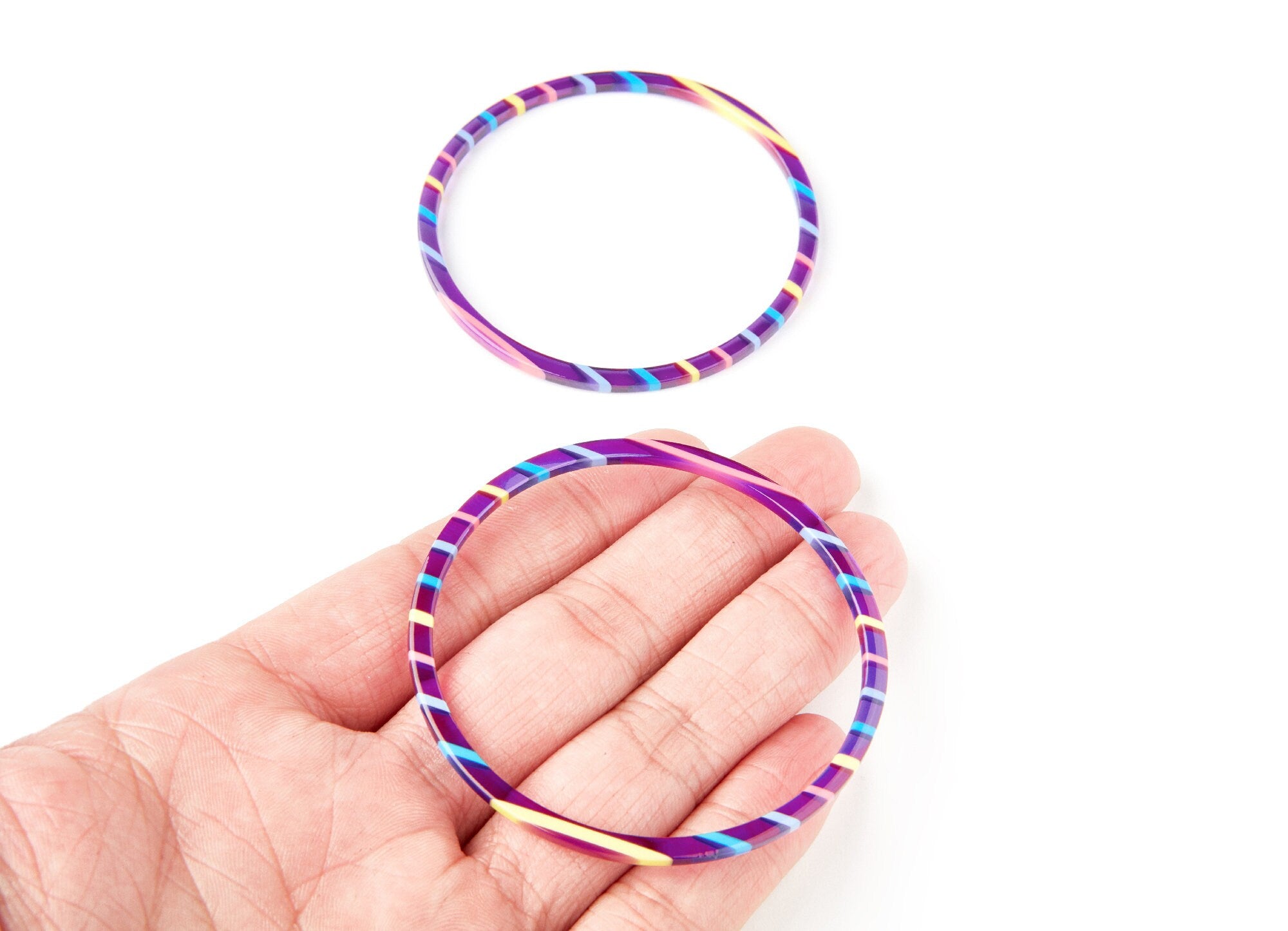 Acetate Hoop Earrings Charms - Tortoise Hoop Shell Earrings- Circle Shaped Pendant - Color Code: A65 - 65x65x3mm - AC1164G - DOMEDBAZAAR