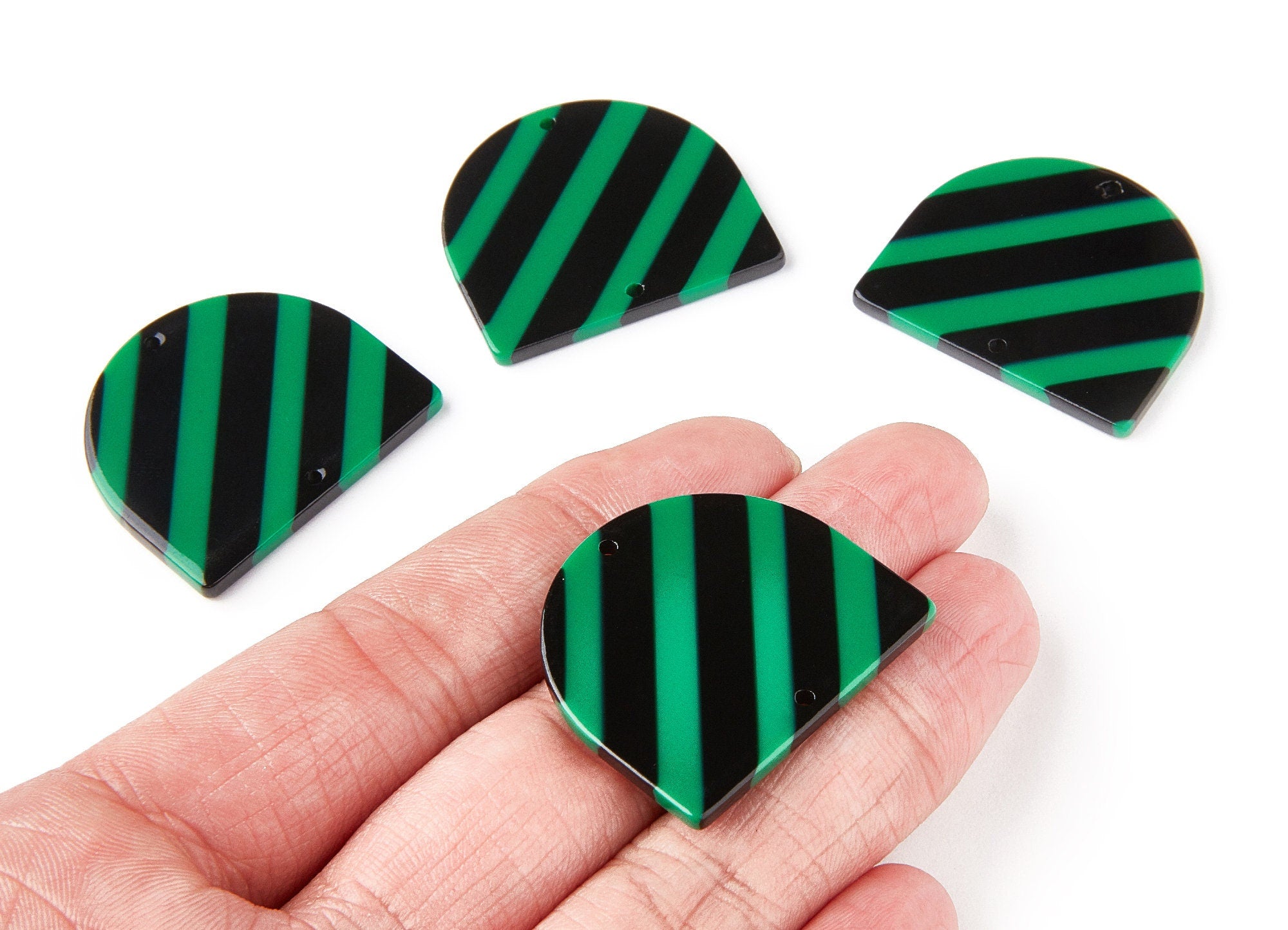 Acetate Acrylic Earring Charms Two Hole - D Shaped Pendant - Color Code: A74 - 33,43x29,25x2,84mm - AC1634-A74 - DOMEDBAZAAR