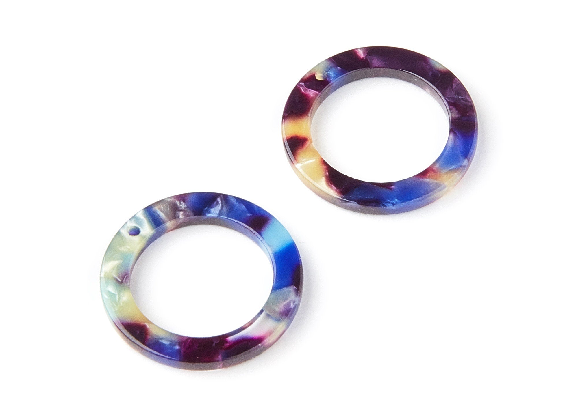 Acetate Hoop Earrings Charms - Round Circle Pendant - Earring Findings - Jewelry Supplies - Color Code: A23 - 22.8x22.8x2.63mm - AC1118G - DOMEDBAZAAR