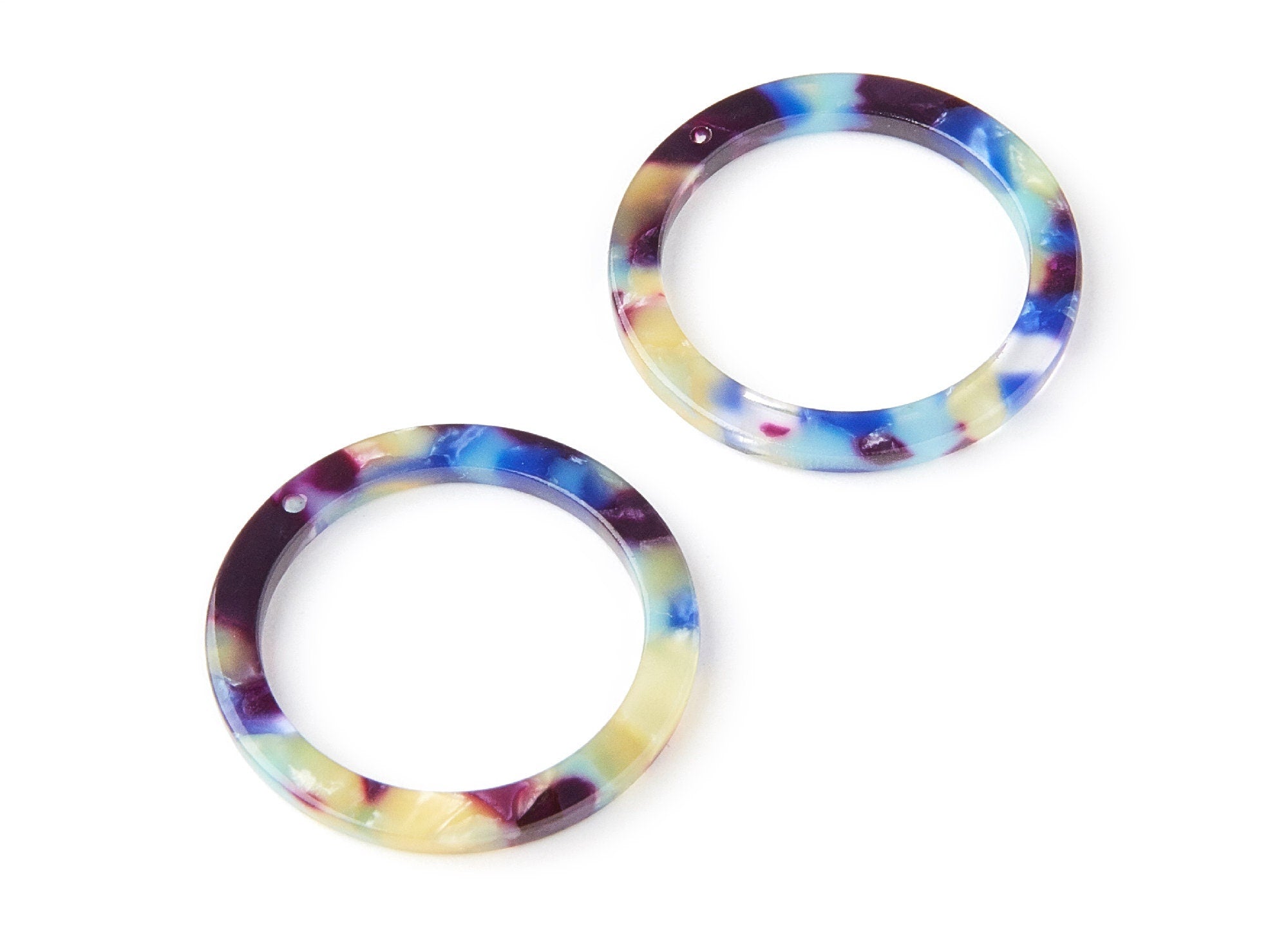 Acetate Hoop Earrings Charms - Circle Shaped Pendant - Earring Findings - Jewelry Supplies - 29.8x29.8x2.52mm - AC1119G - DOMEDBAZAAR