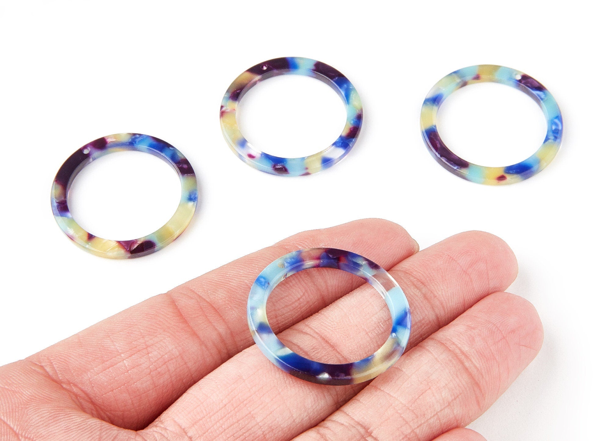 Acetate Hoop Earrings Charms - Circle Shaped Pendant - Earring Findings - Jewelry Supplies - 29.8x29.8x2.52mm - AC1119G - DOMEDBAZAAR