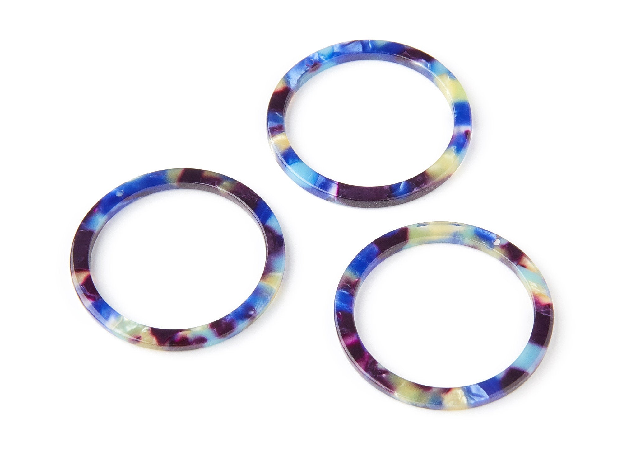 Acetate Hoop Earrings Charms - Tortoise Hoop Shell Earrings- Circle Shaped Pendant - Color Code: A23 - 36.5x36.5x2.6mm - AC1120G - DOMEDBAZAAR