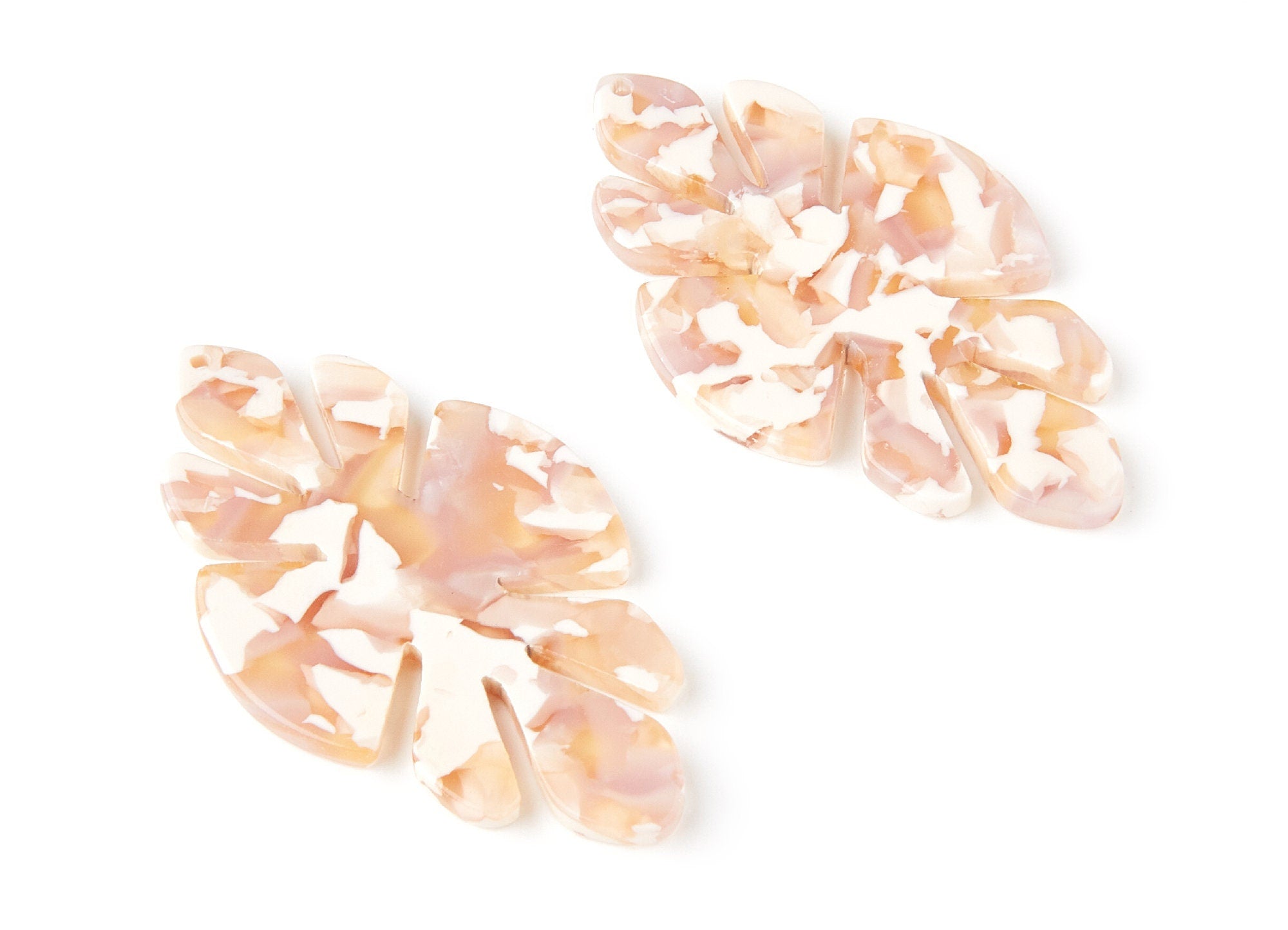 Acetate Leaf Earring Charms - Leaf Shaped Pendant - Earring Findings - Jewelry Supplies - 51,04x29,63x2,7mm - AC1244D - DOMEDBAZAAR