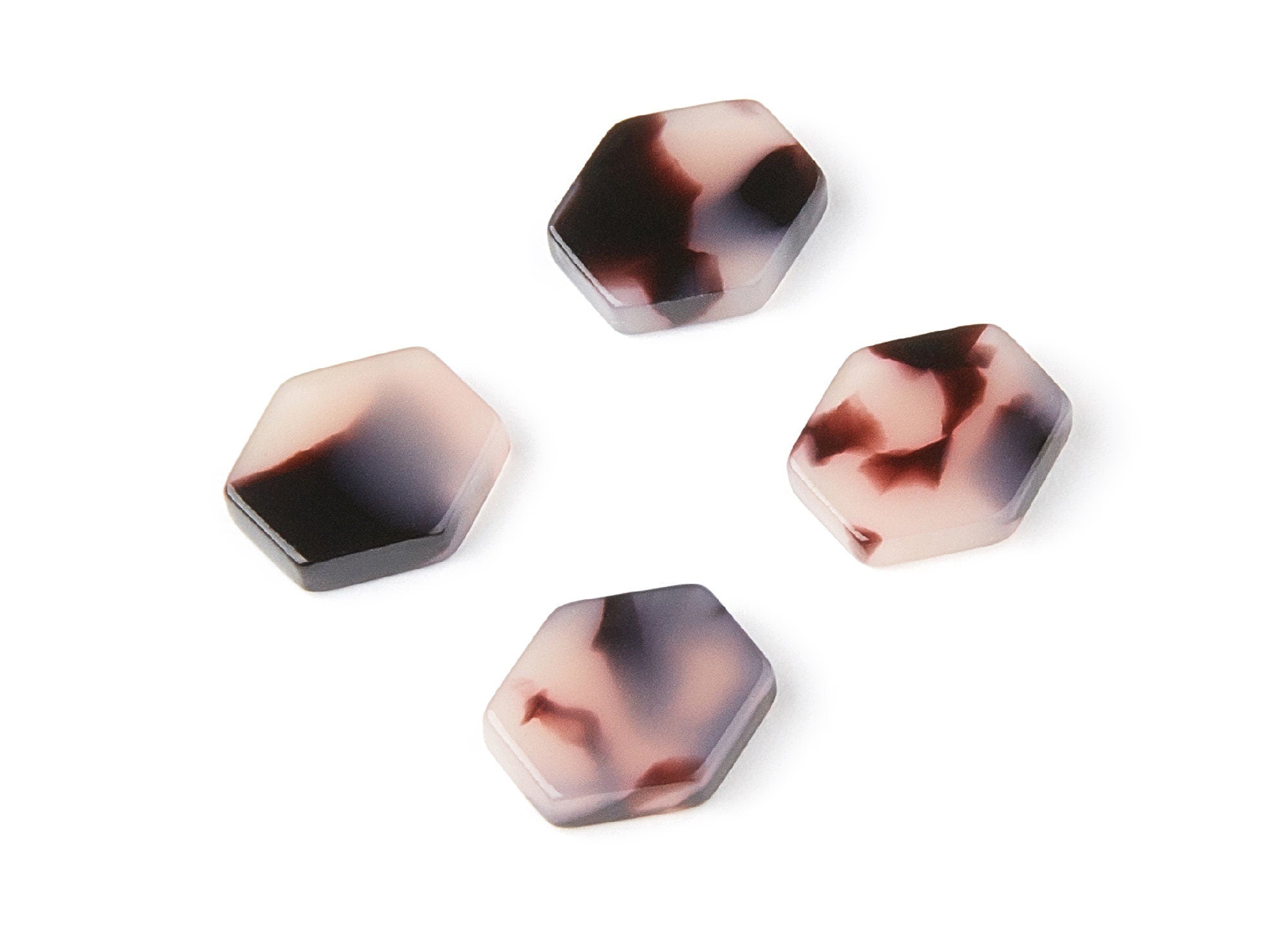 Acetate Acrylic Earring Charms - Blonde Tortoise Shell Earrings - Hexagon Shaped Pendant - Color Code: A06 - 11,9x11,45x2,86mm - AC1293B - DOMEDBAZAAR