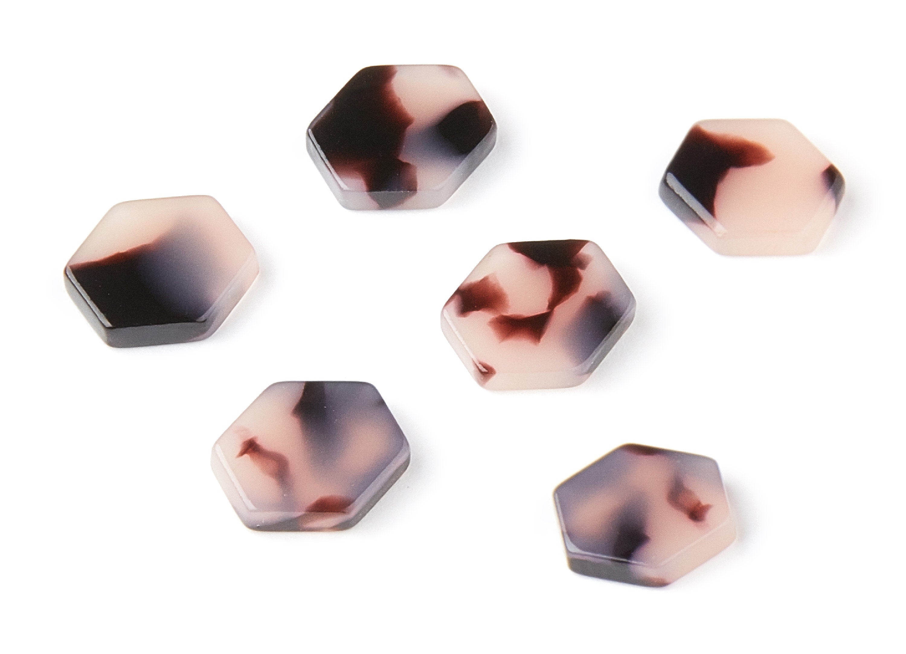 Acetate Acrylic Earring Charms - Blonde Tortoise Shell Earrings - Hexagon Shaped Pendant - Color Code: A06 - 11,9x11,45x2,86mm - AC1293B - DOMEDBAZAAR